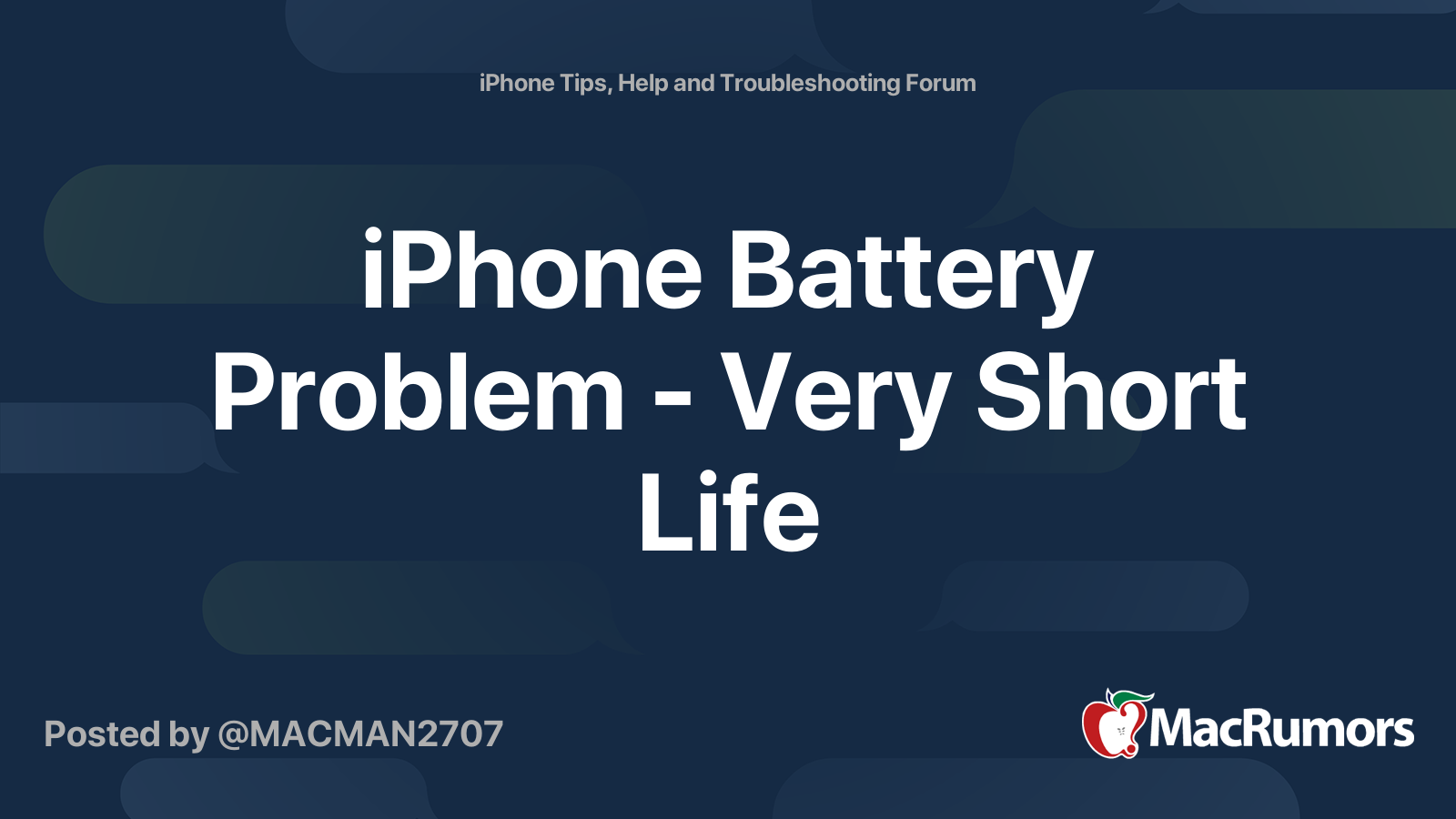 iPhone Battery Problem Very Short Life MacRumors Forums
