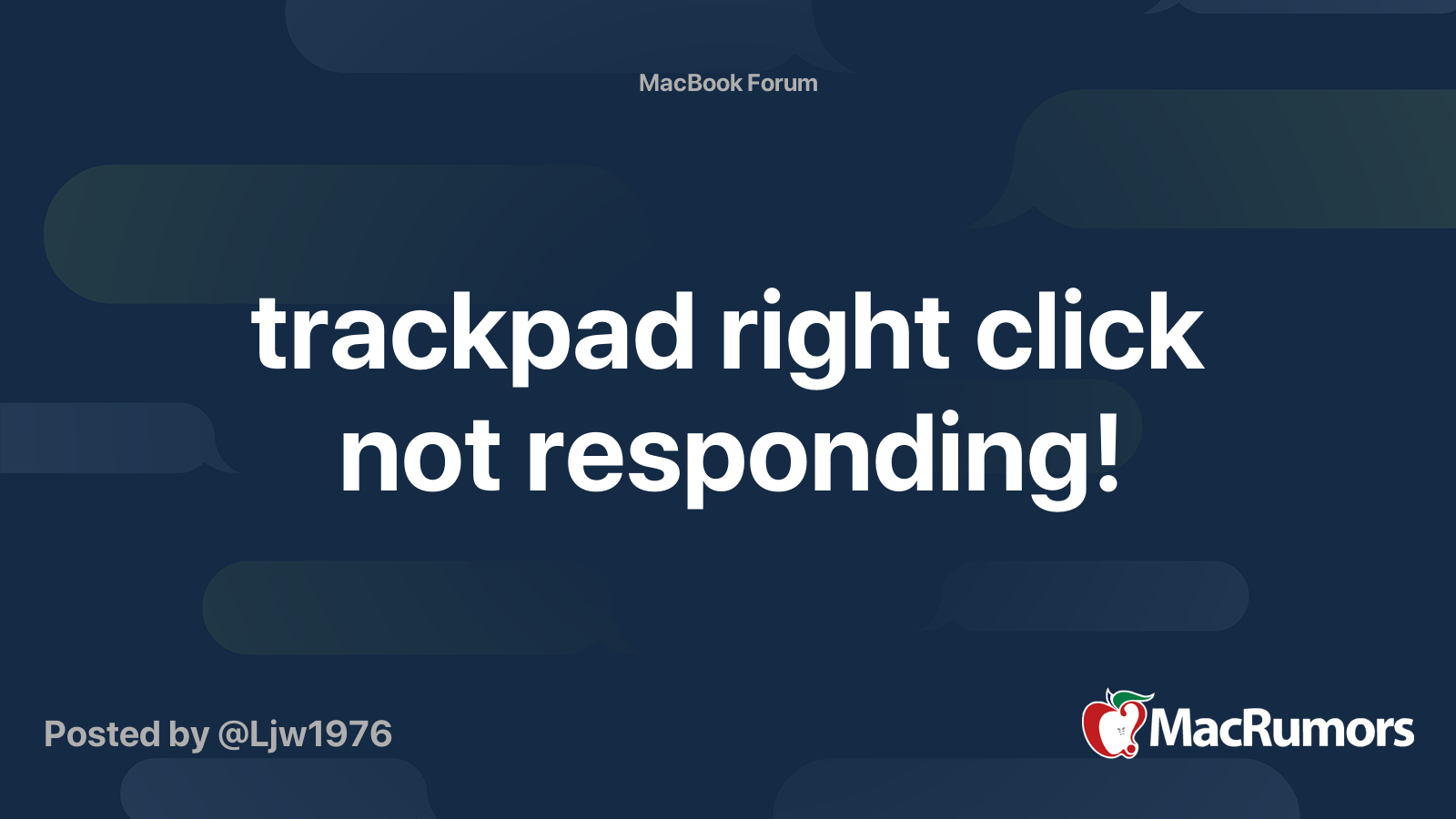 trackpad right click not responding! | MacRumors Forums