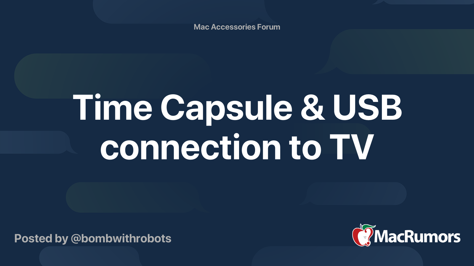 Time Capsule & USB connection to TV | MacRumors Forums