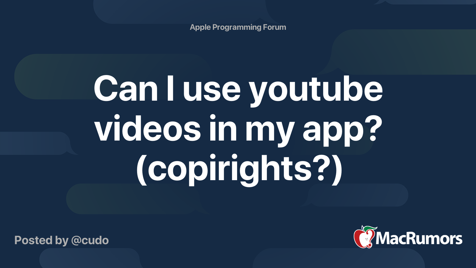 Can I use youtube videos in my app? (copirights?) MacRumors Forums