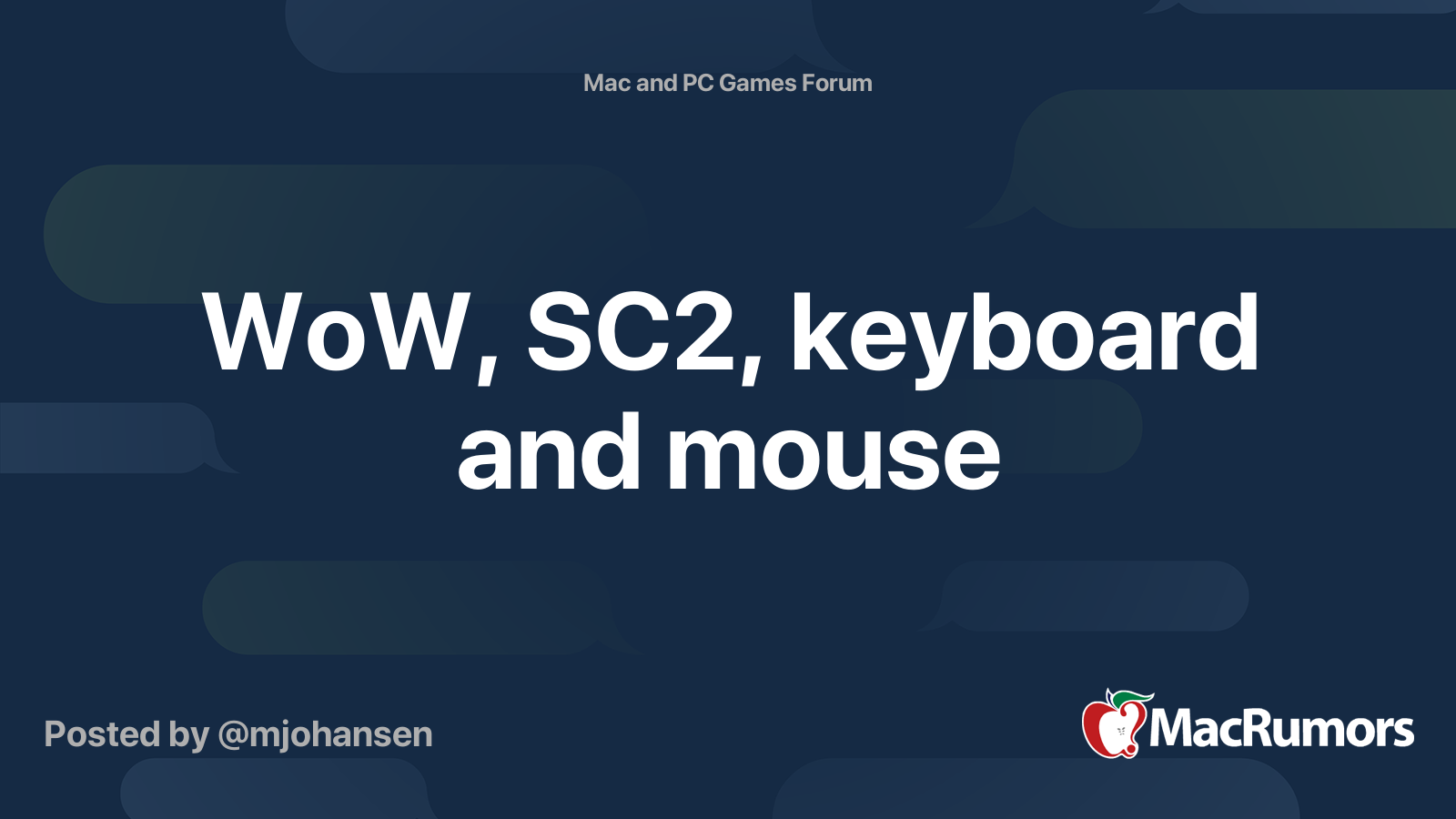 WoW, SC2, keyboard and mouse | MacRumors Forums