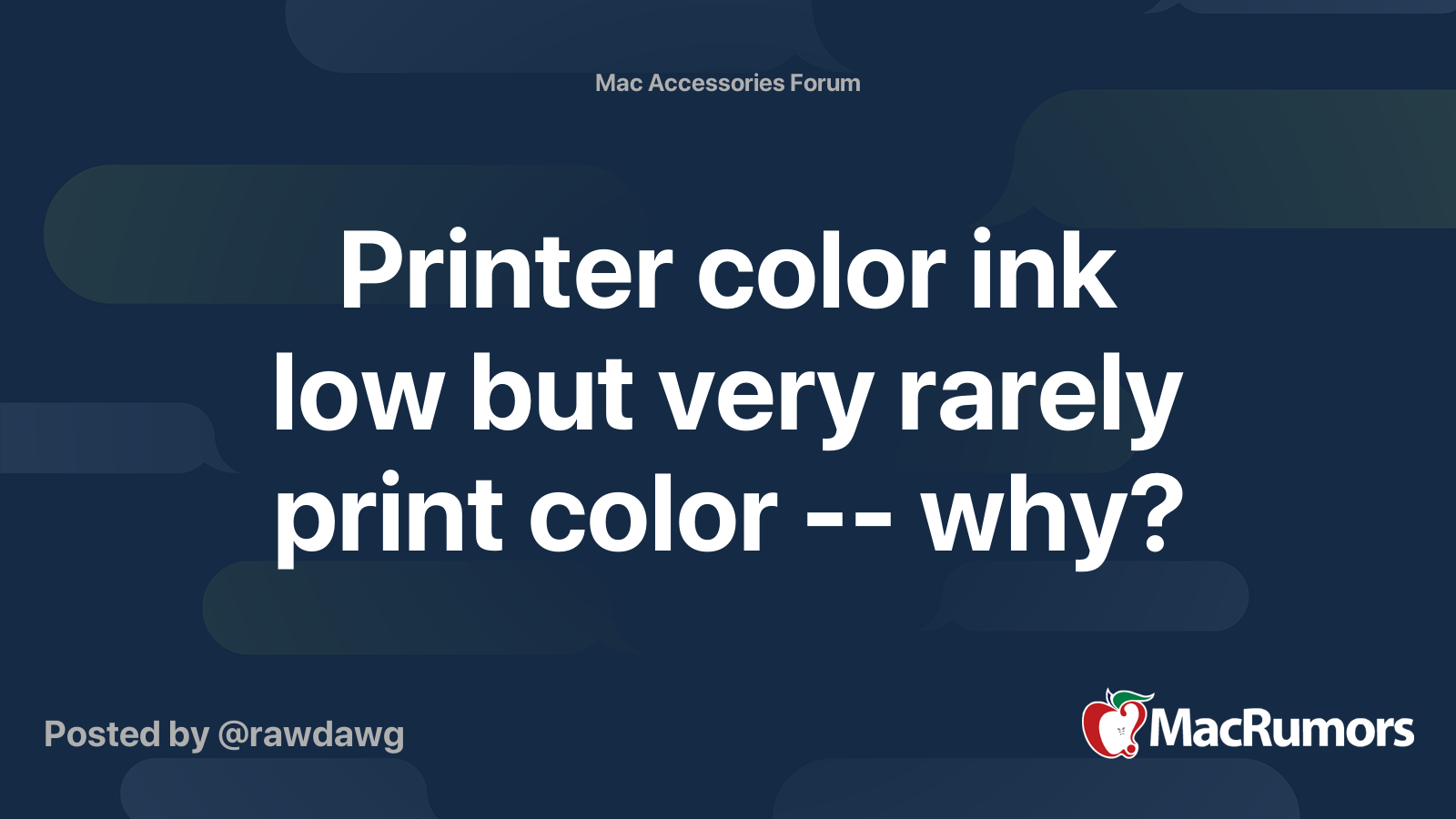 Printer color ink low but very rarely print color why? MacRumors