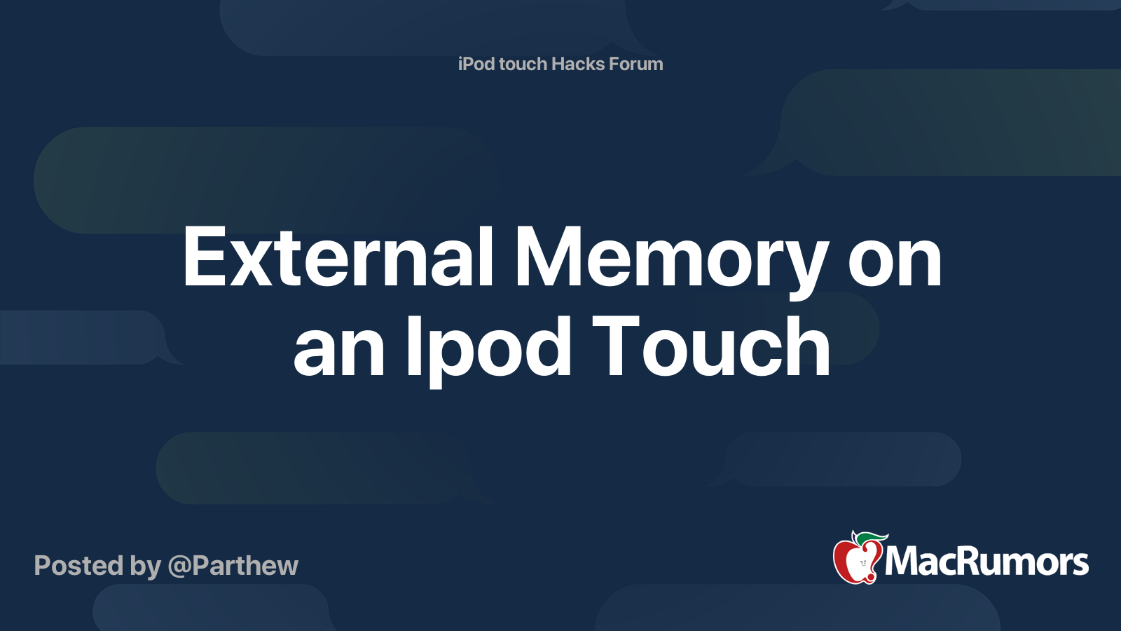 External Memory on an Ipod Touch | MacRumors Forums