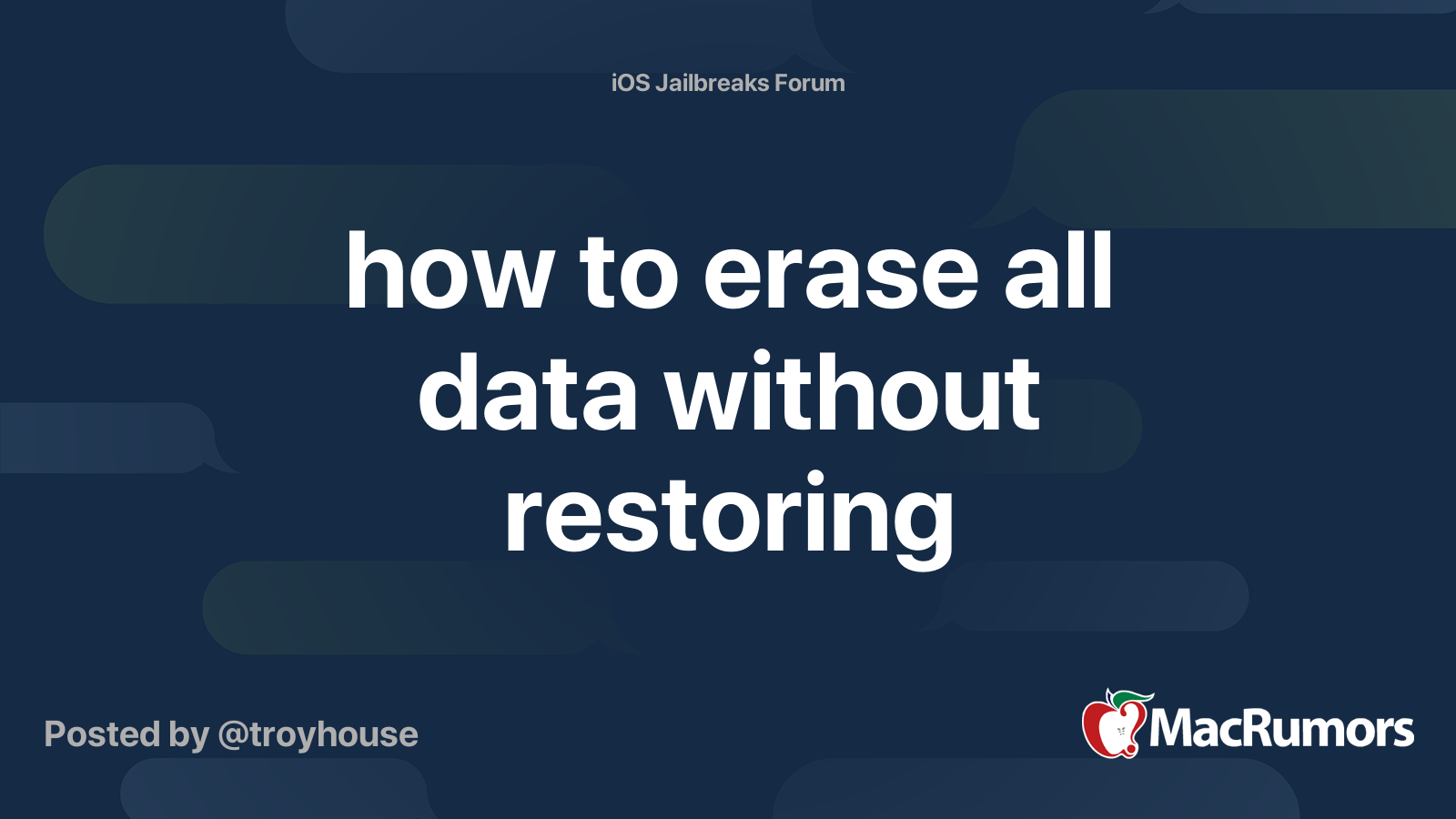 How To Erase All Data Without Restoring MacRumors Forums