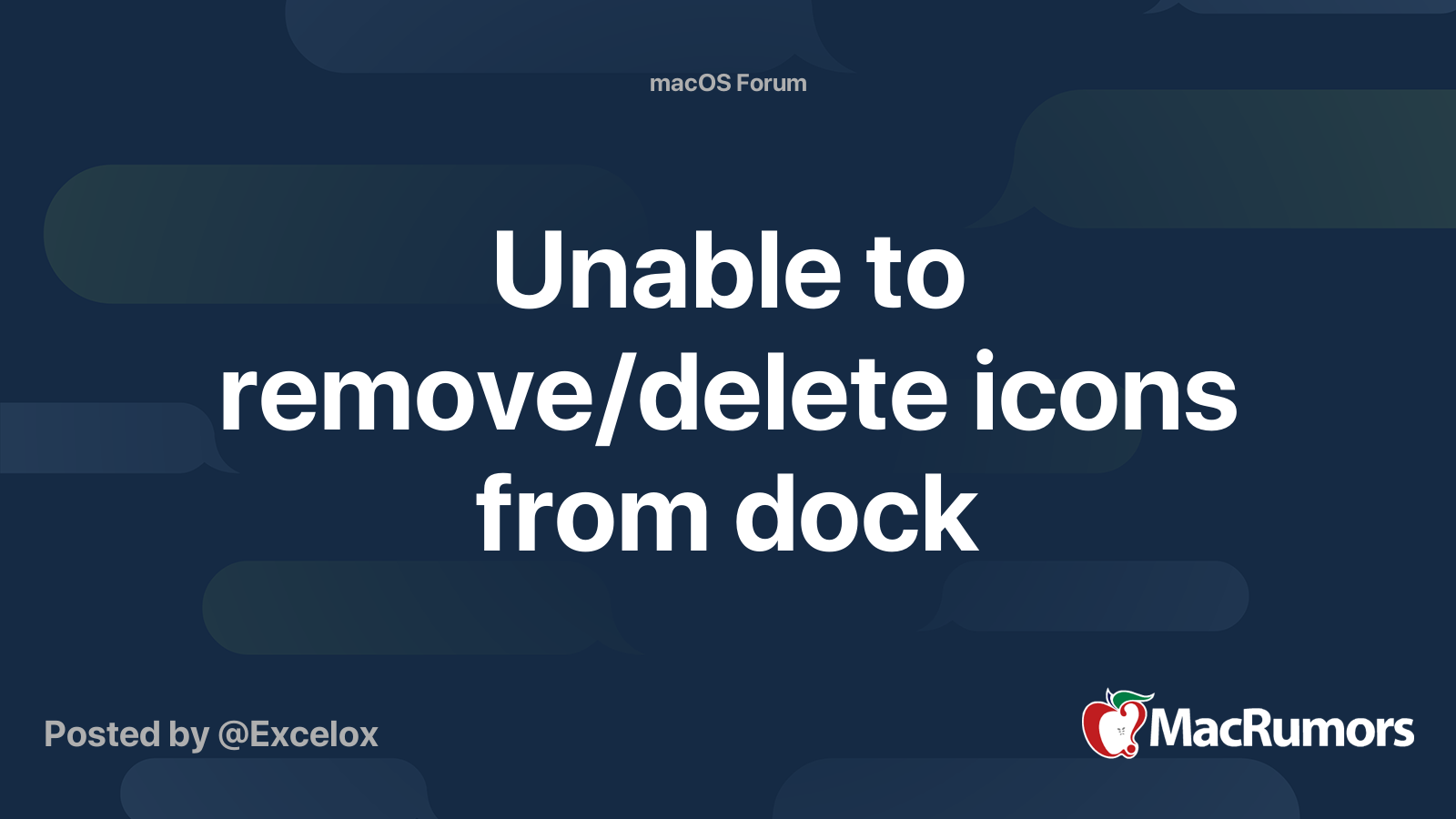Unable to remove/delete icons from dock | MacRumors Forums