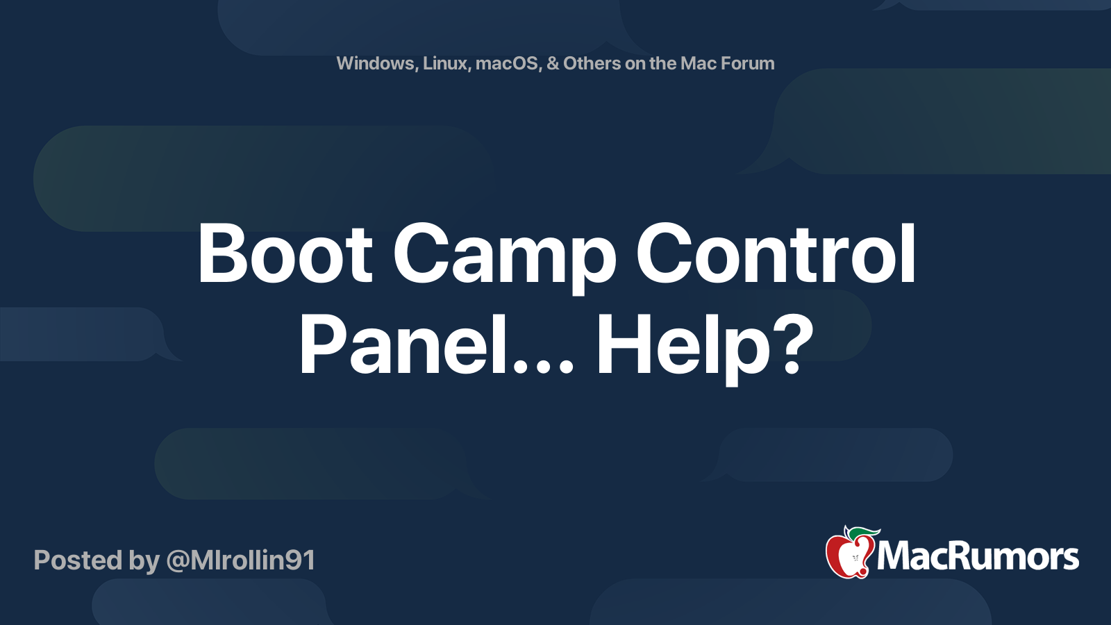 Boot Camp Control Panel... Help? MacRumors Forums