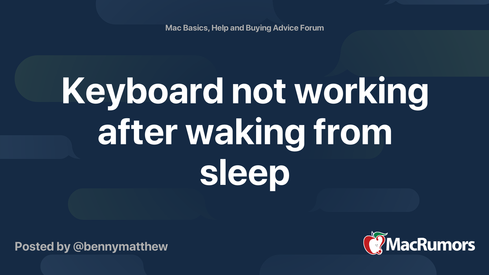 Keyboard not working after waking from sleep MacRumors Forums