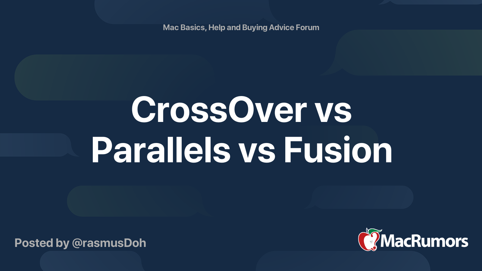 CrossOver vs Parallels vs Fusion | MacRumors Forums