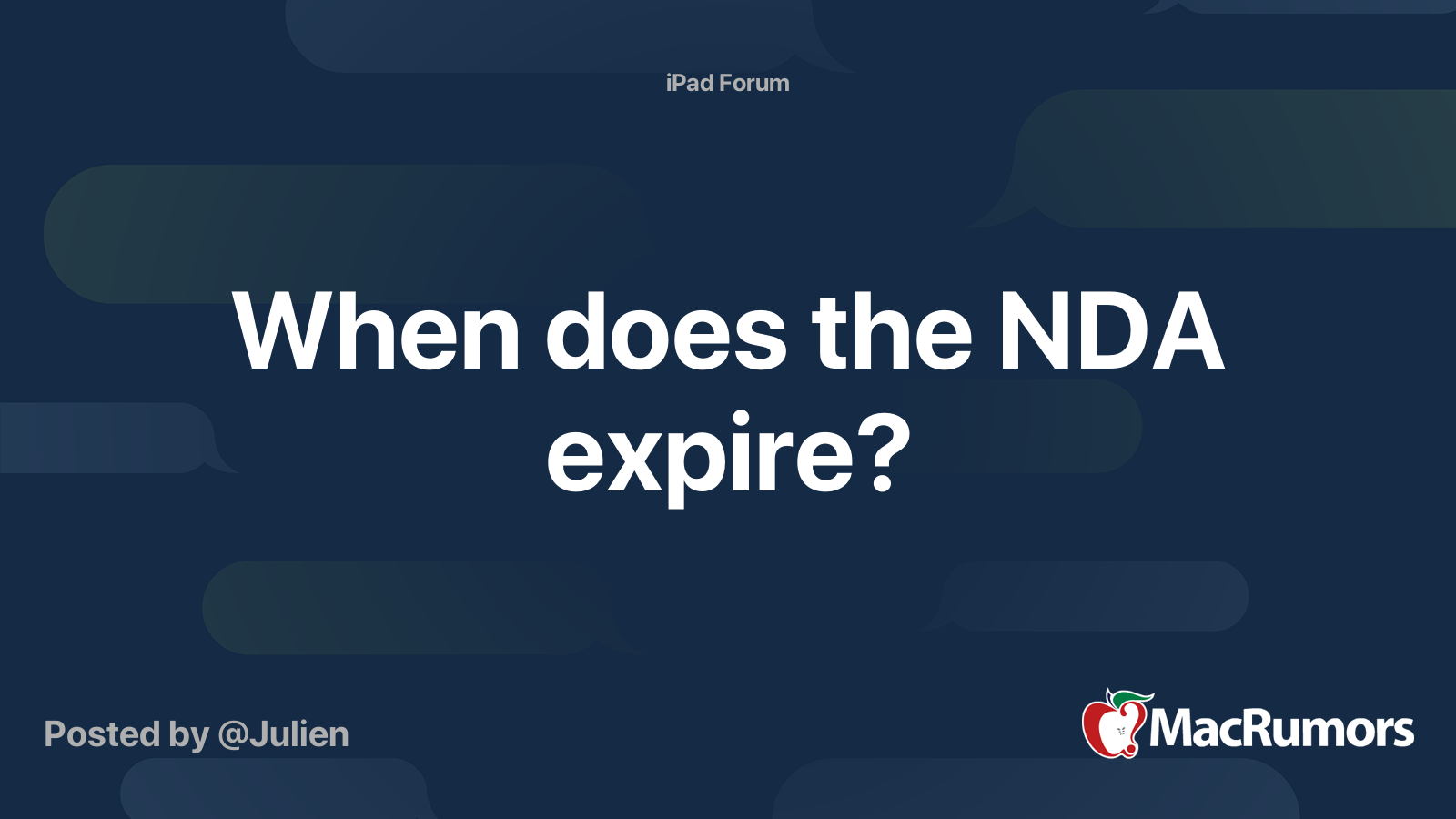 When does the NDA expire? | MacRumors Forums