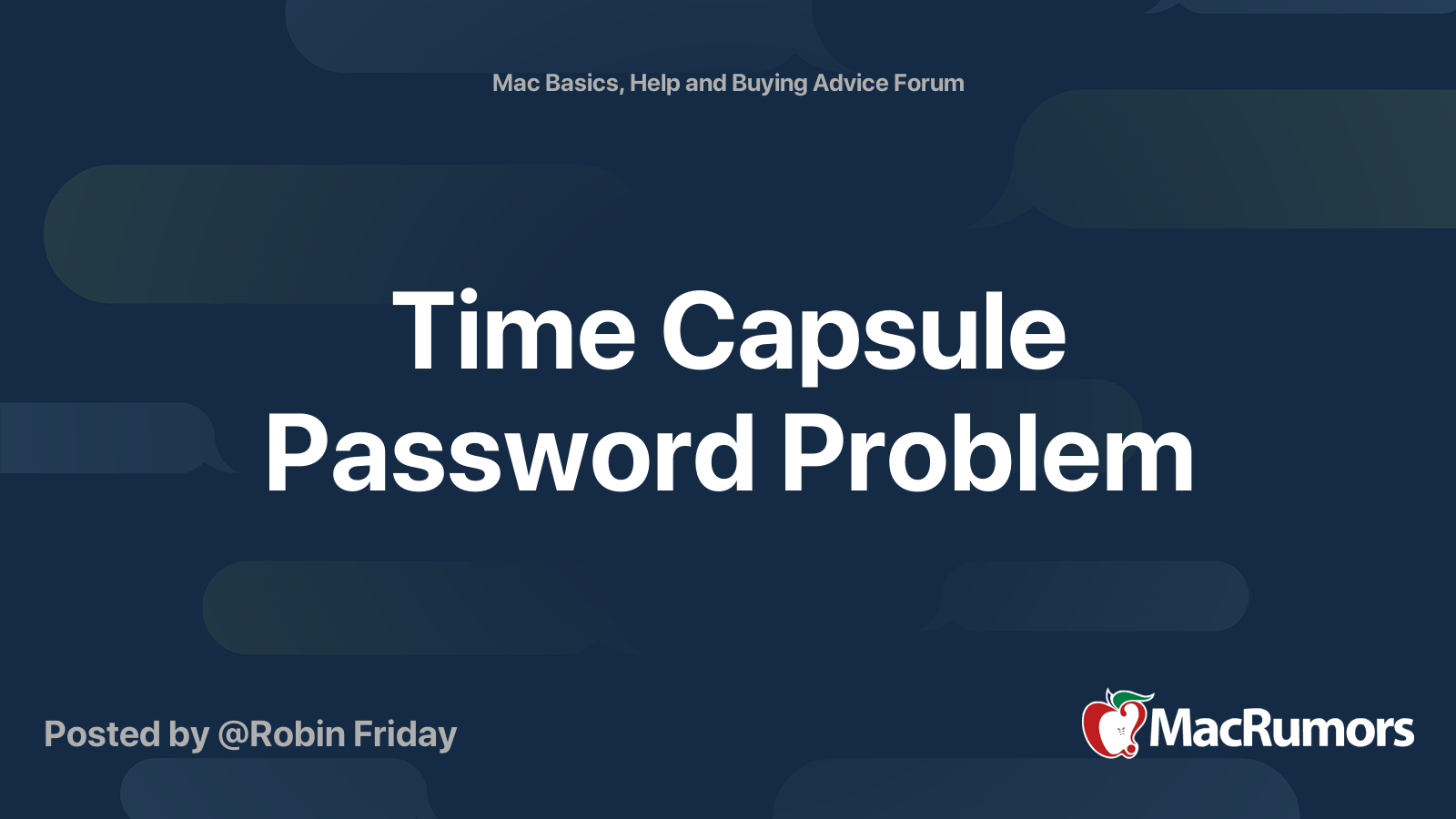 Time Capsule Password Problem MacRumors Forums