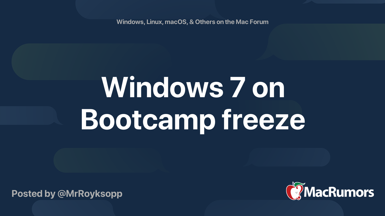 Windows 7 on Bootcamp freeze | MacRumors Forums