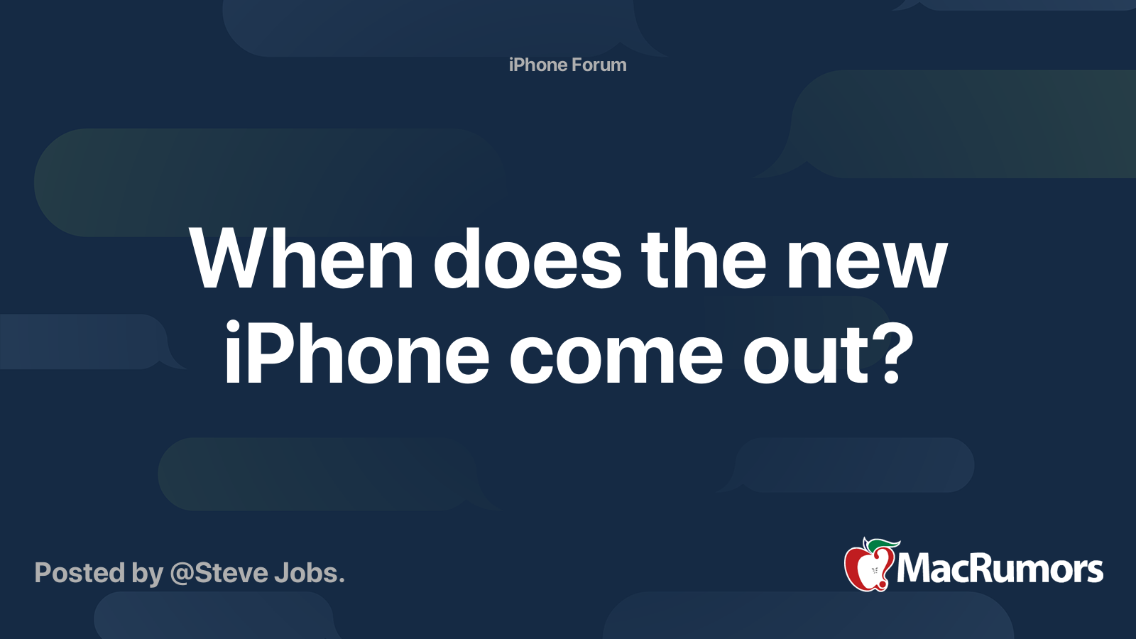 When does the new iPhone come out? | MacRumors Forums