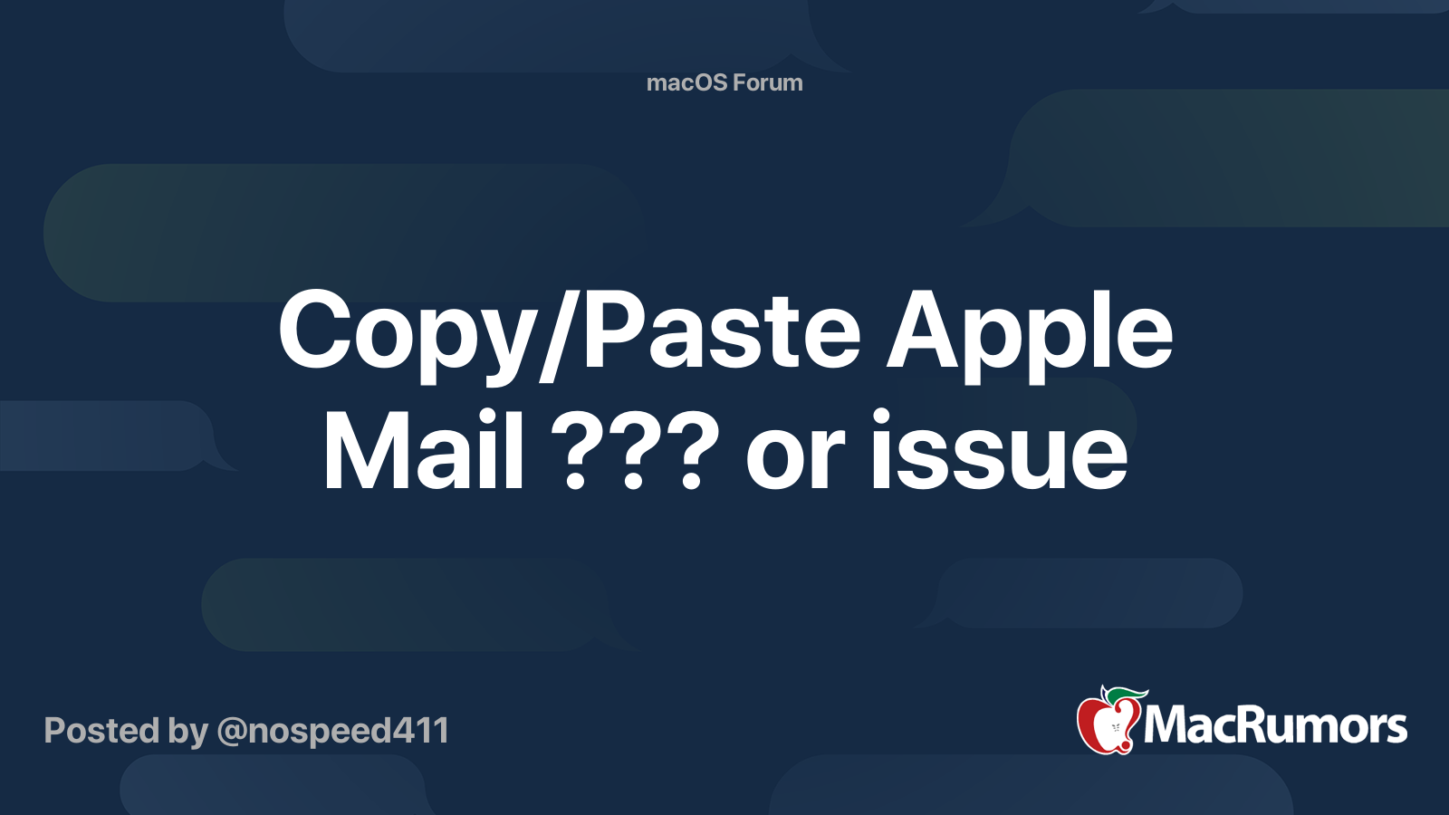 Copy/Paste Apple Mail ??? or issue | MacRumors Forums