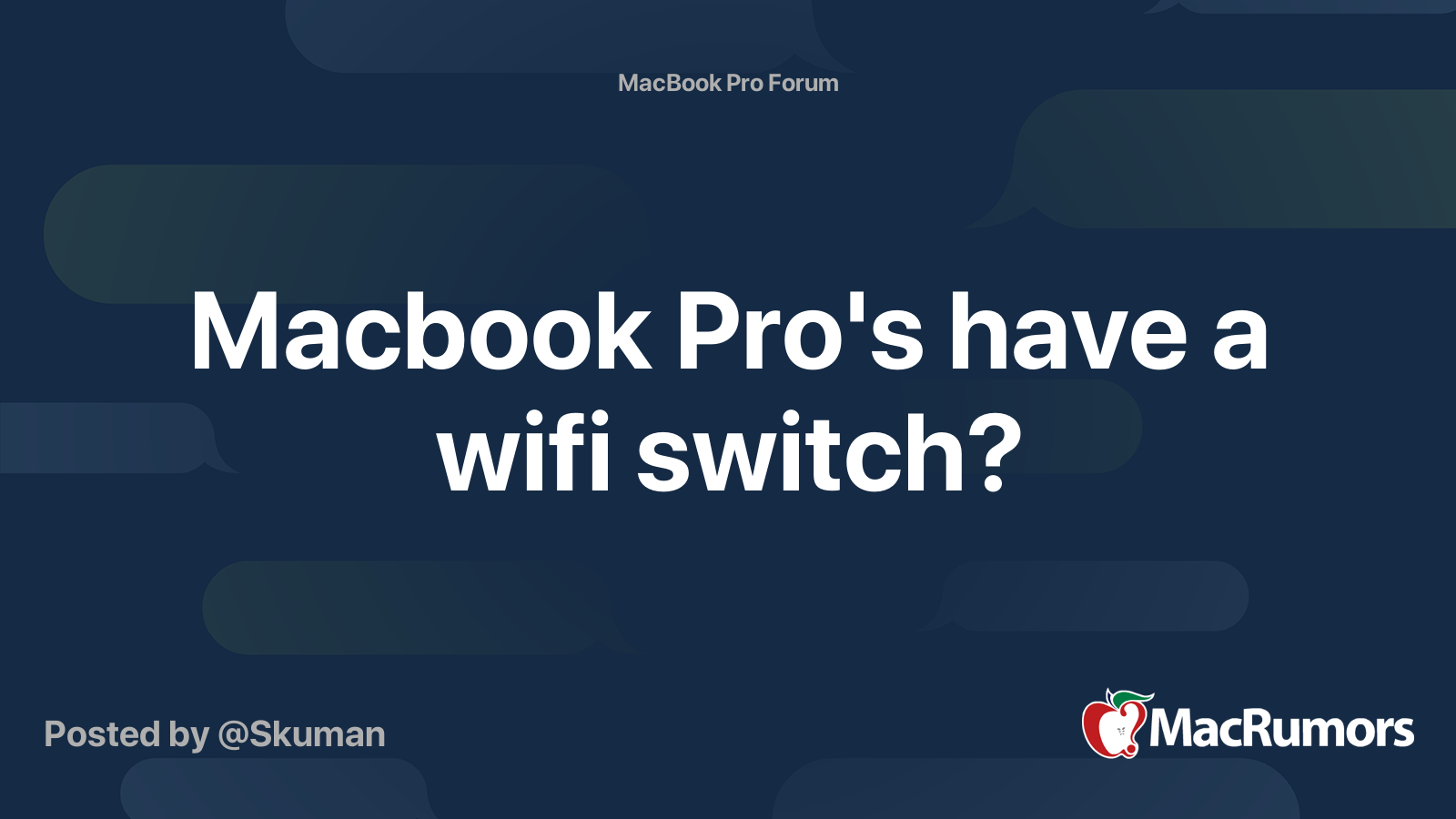 Macbook Pro's have a wifi switch? | MacRumors Forums