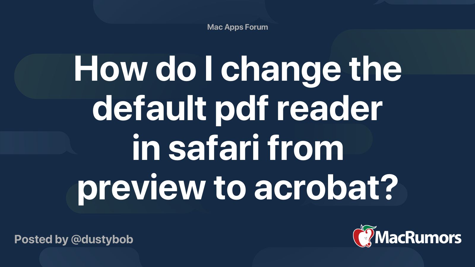 How do I change the default pdf reader in safari from preview to ...