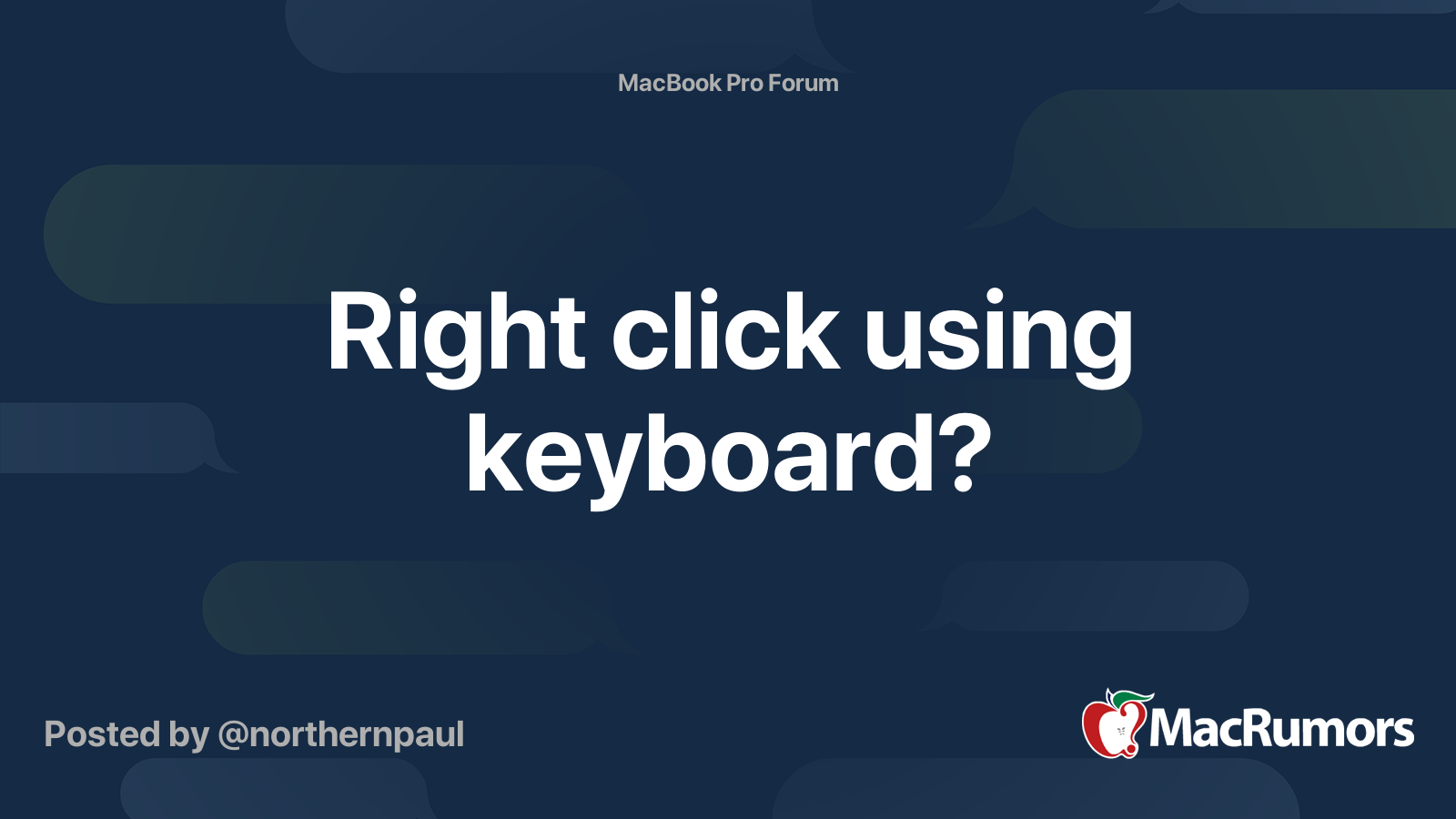 Right click using keyboard macrumors forums
