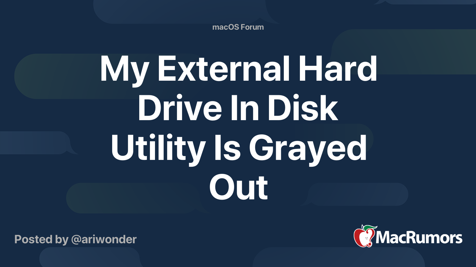 My External Hard Drive In Disk Utility Is Grayed Out MacRumors Forums