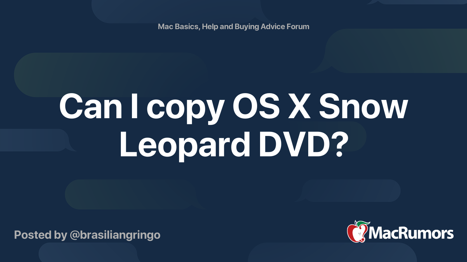 Can I Copy Os X Snow Leopard Dvd Macrumors Forums