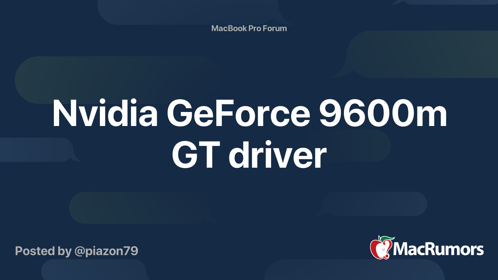 Nvidia GeForce 9600m GT driver MacRumors Forums