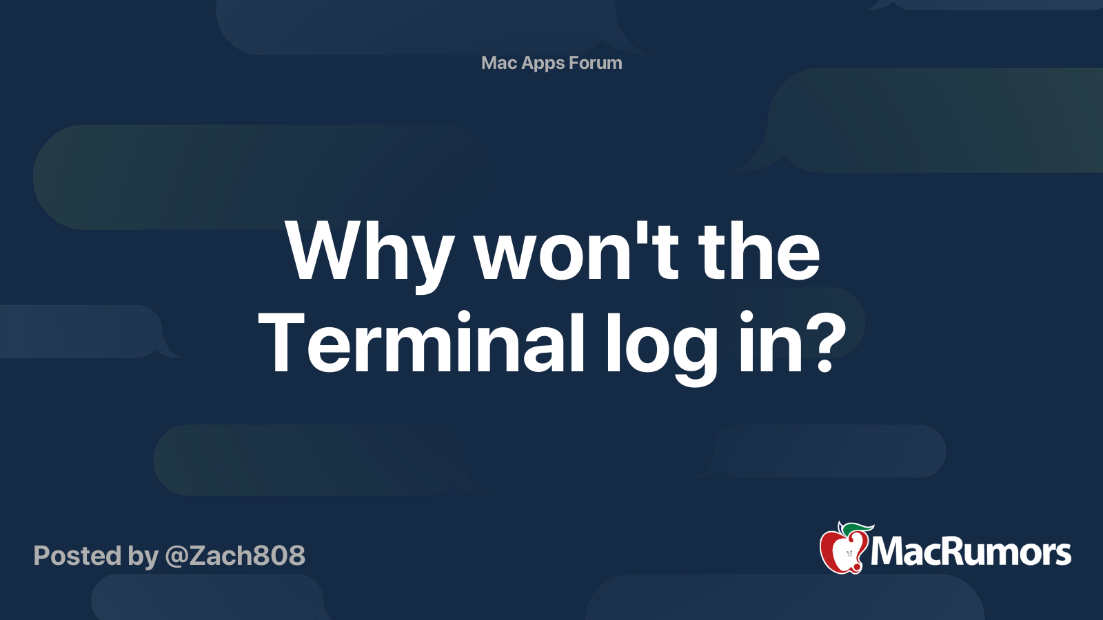 Why Won T The Terminal Log In Macrumors Forums