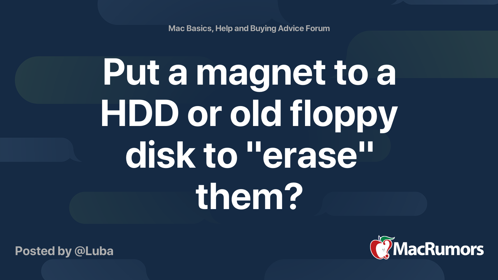 Put a to a HDD or old floppy disk to "erase" them? MacRumors