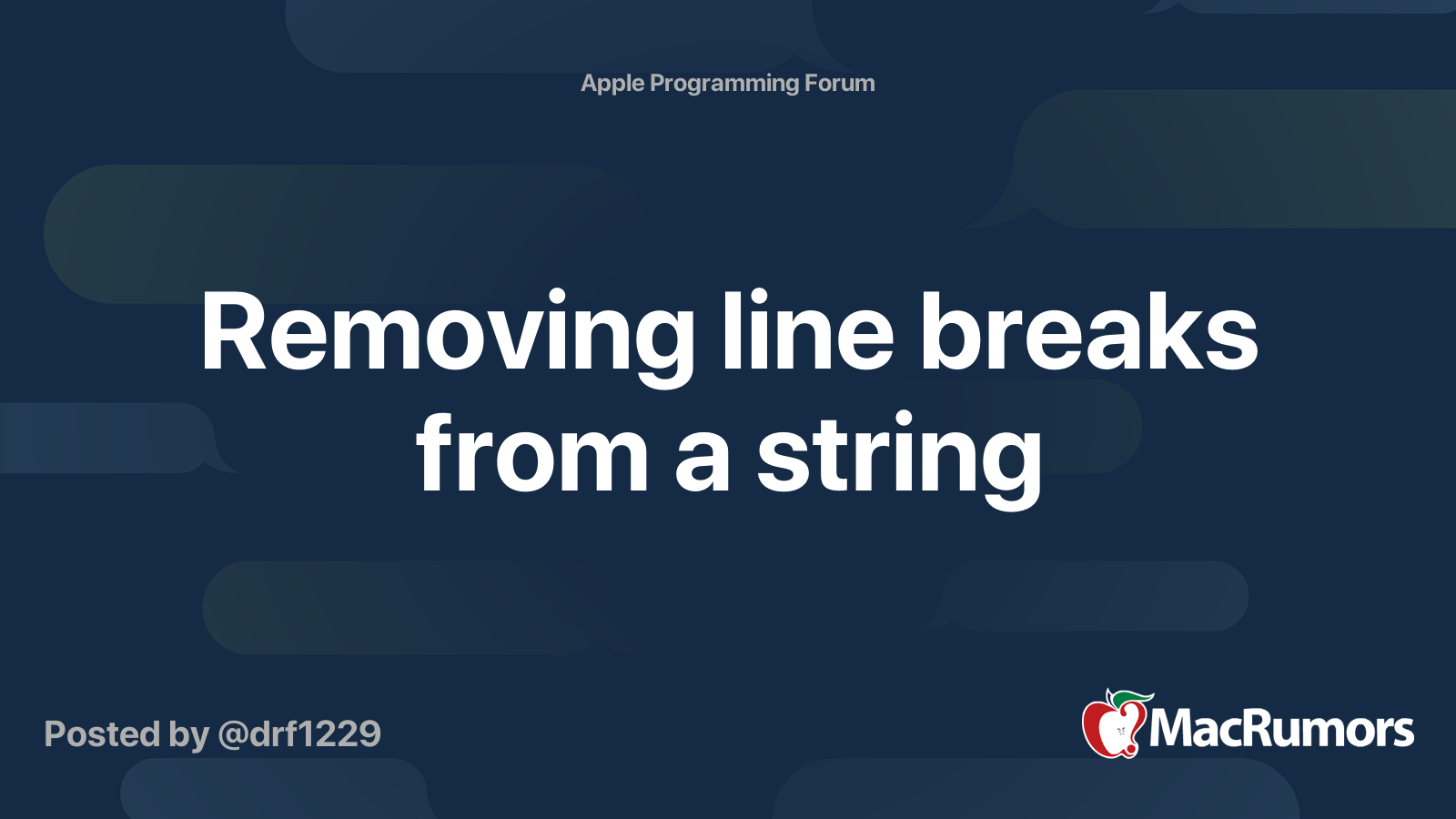 Removing line breaks from a string MacRumors Forums