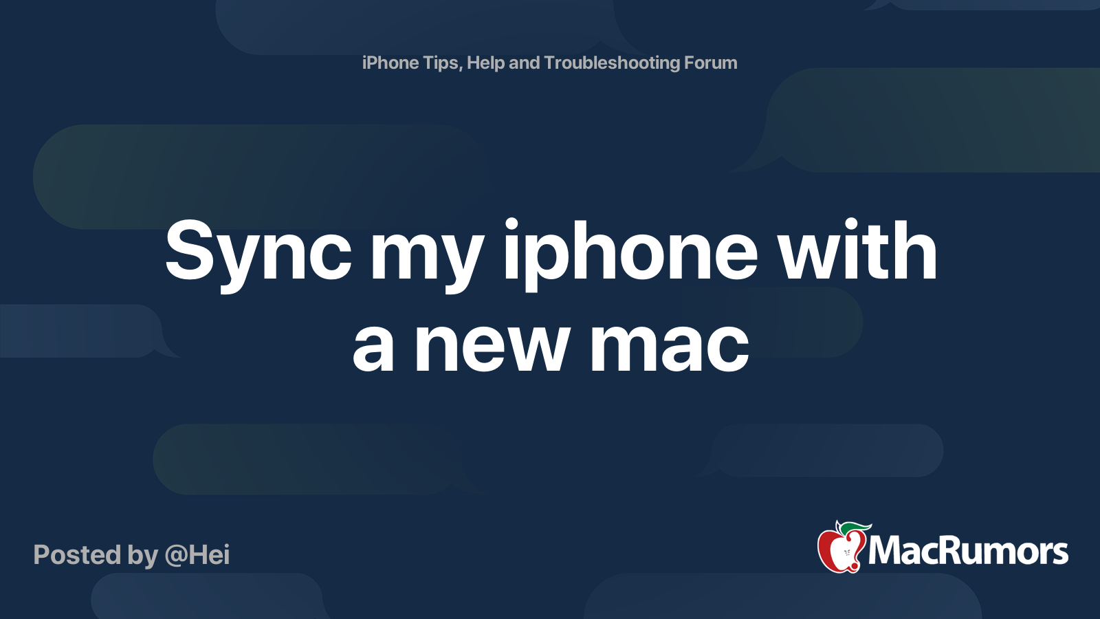 Sync my iphone with a new mac MacRumors Forums