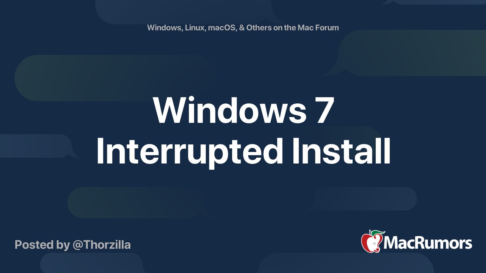 Windows 7 Interrupted Install MacRumors Forums