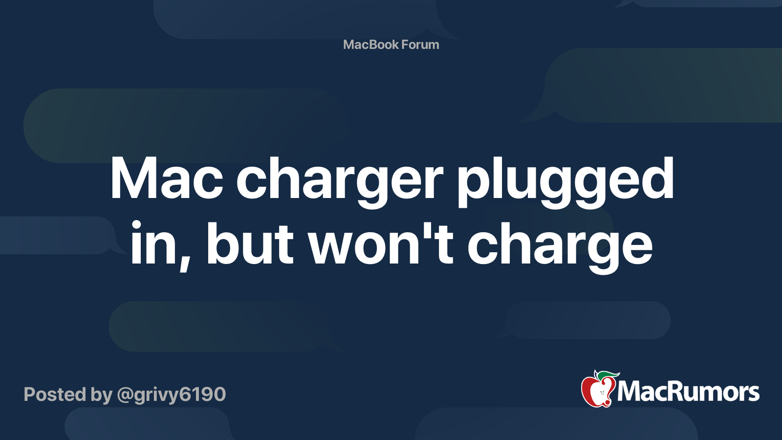 Mac charger plugged in, but won't charge | MacRumors Forums