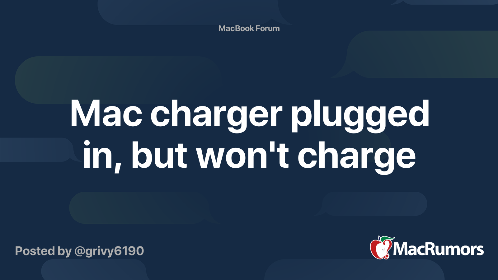 Mac charger plugged in, but won't charge MacRumors Forums