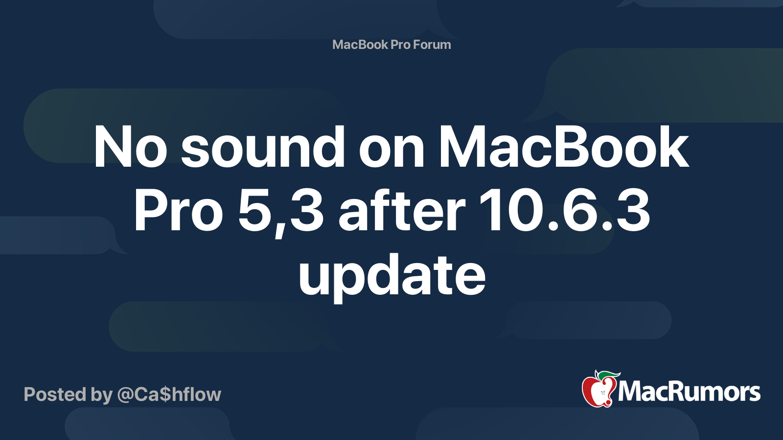 No Sound On MacBook Pro 5 3 After 10 6 3 Update MacRumors Forums