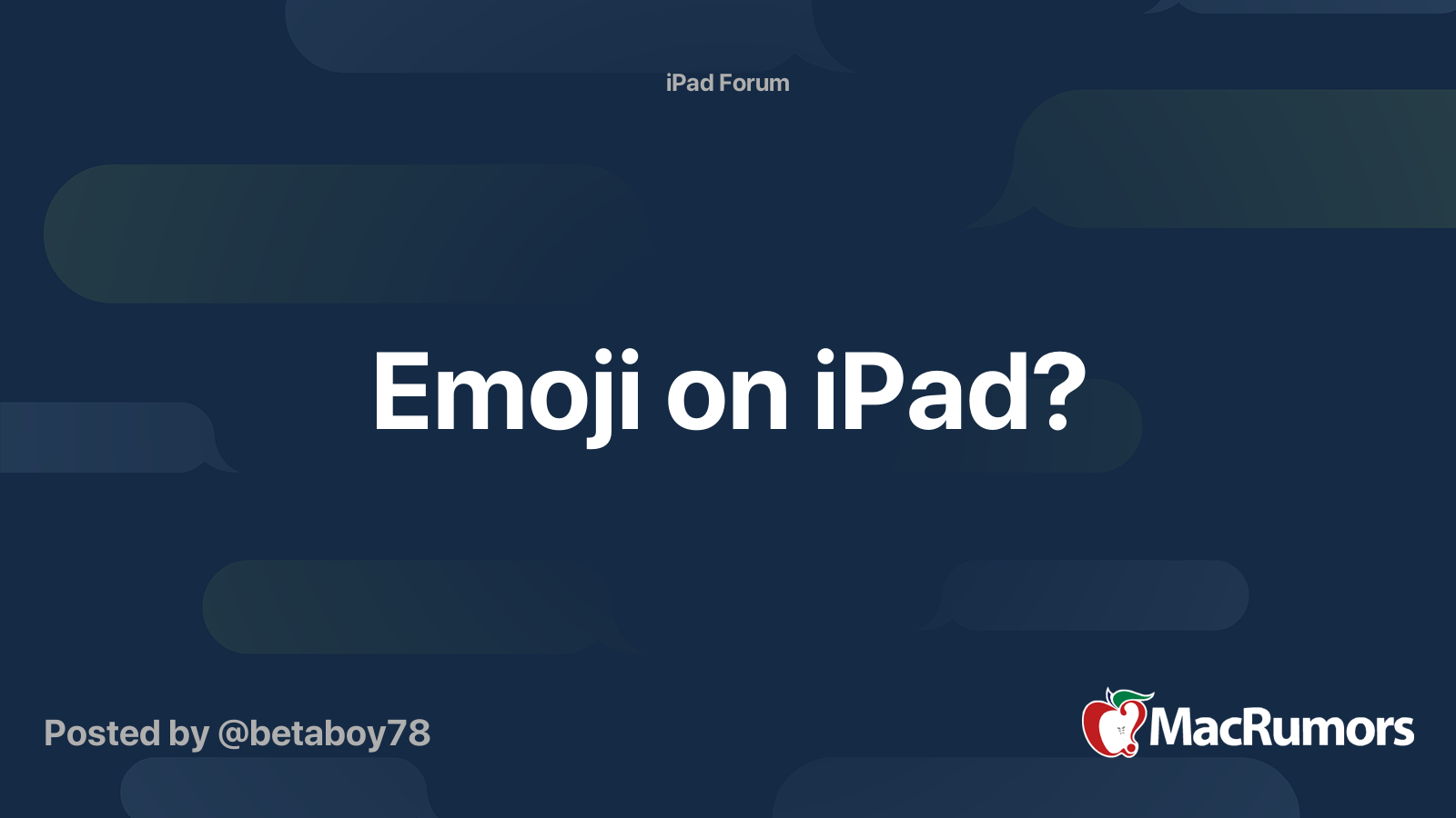 Emoji on iPad? | MacRumors Forums