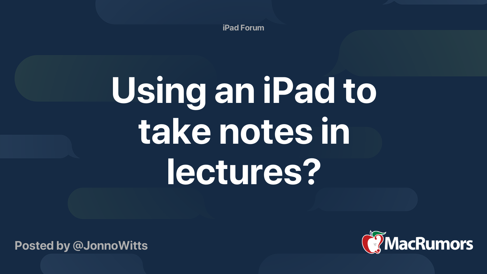 Using an iPad to take notes in lectures? MacRumors Forums