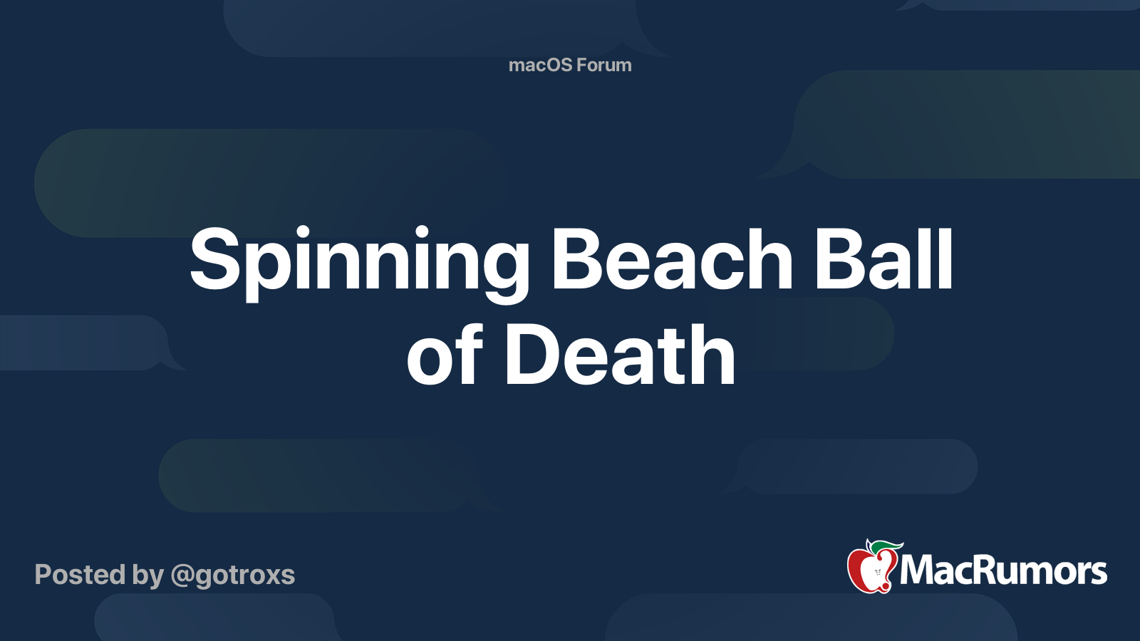 Spinning Beach Ball of Death MacRumors Forums