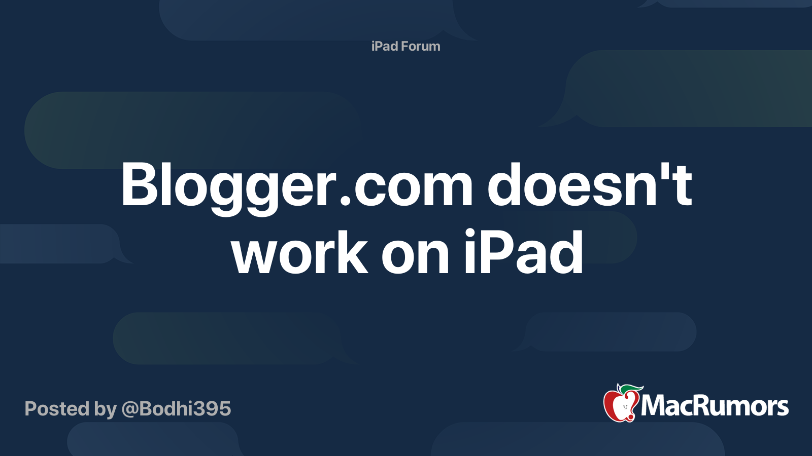 doesn't work on iPad MacRumors Forums