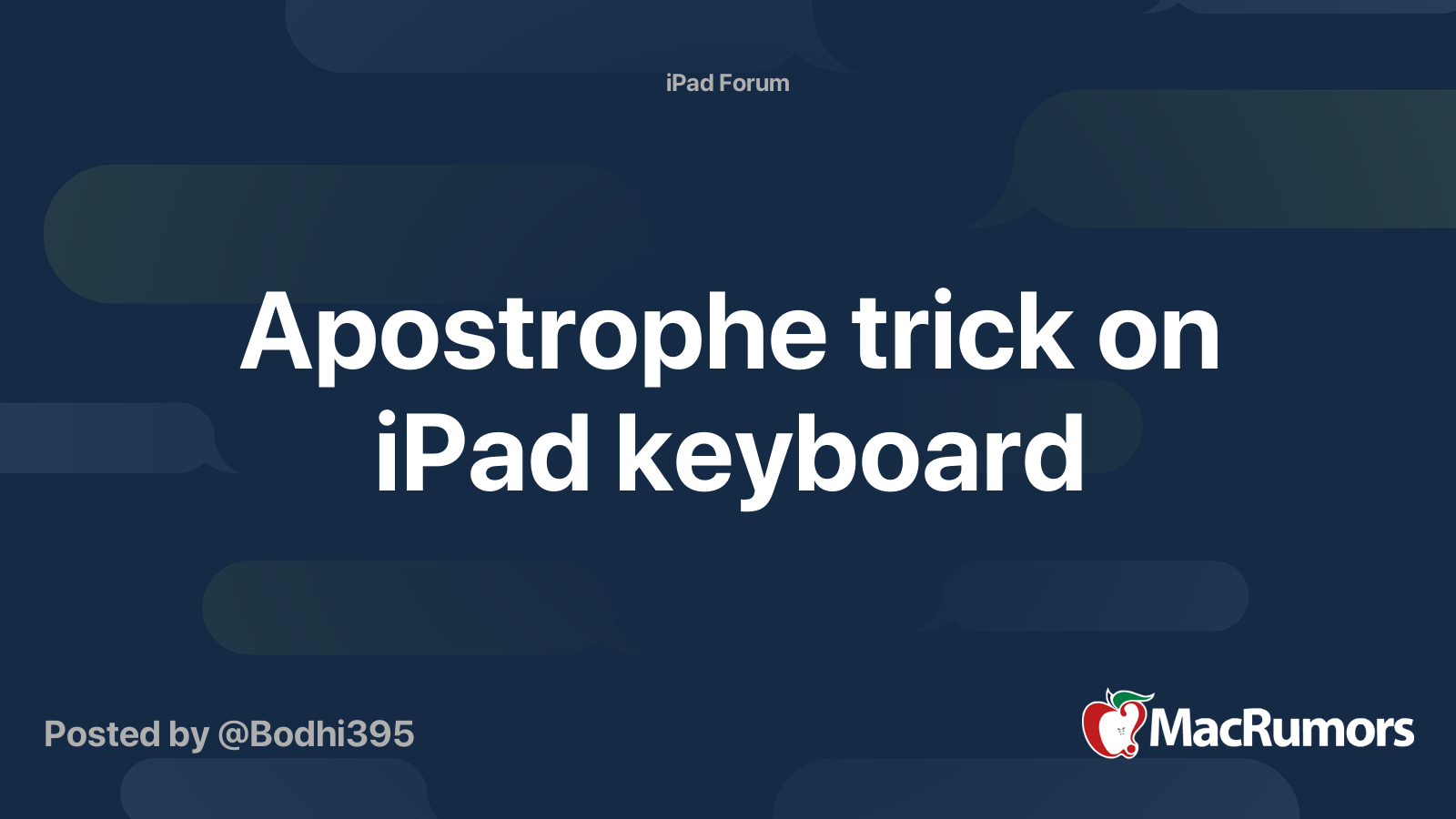 Apostrophe Trick On Ipad Keyboard Macrumors Forums