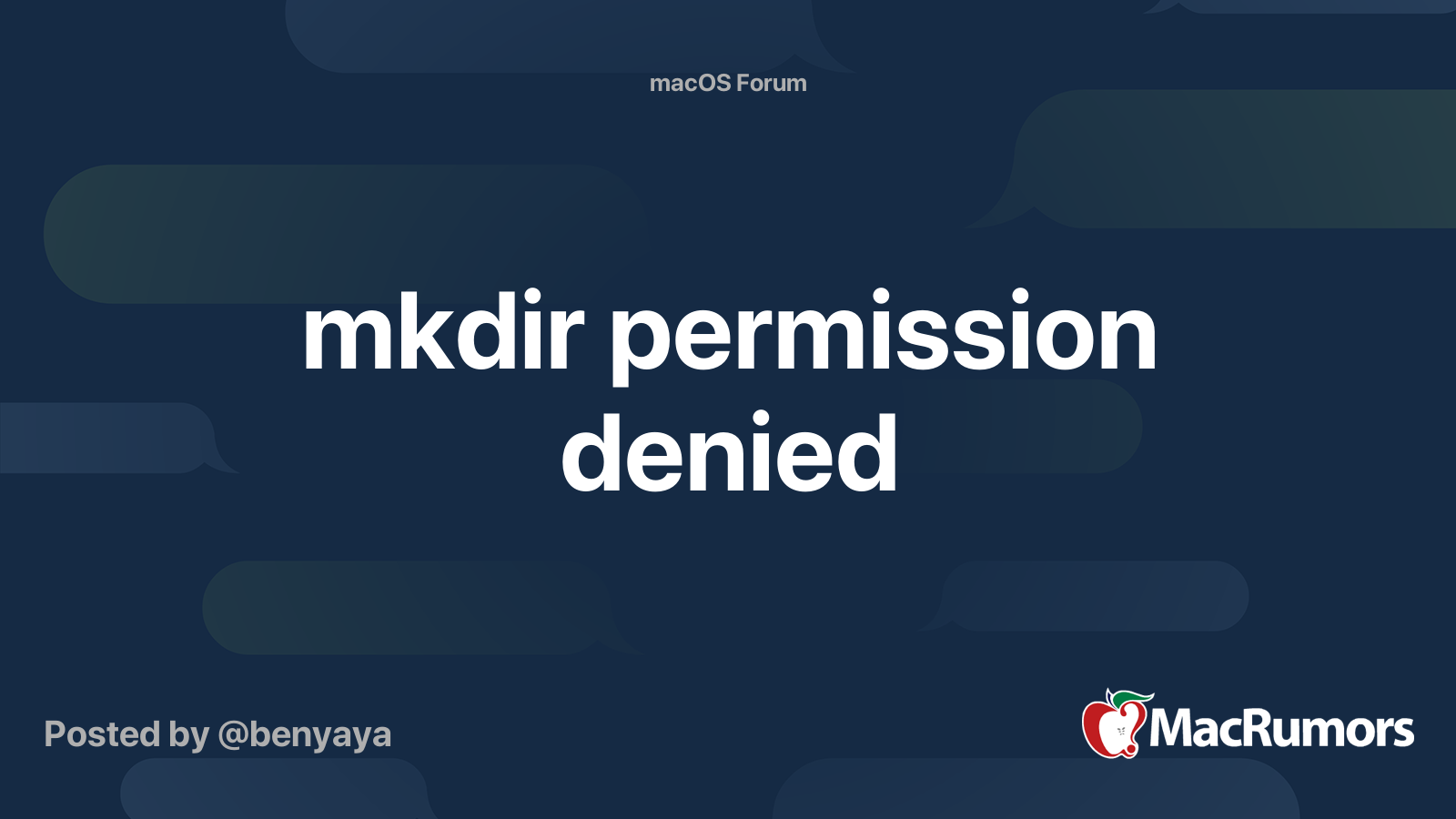 Mkdir Permission Denied Macrumors Forums