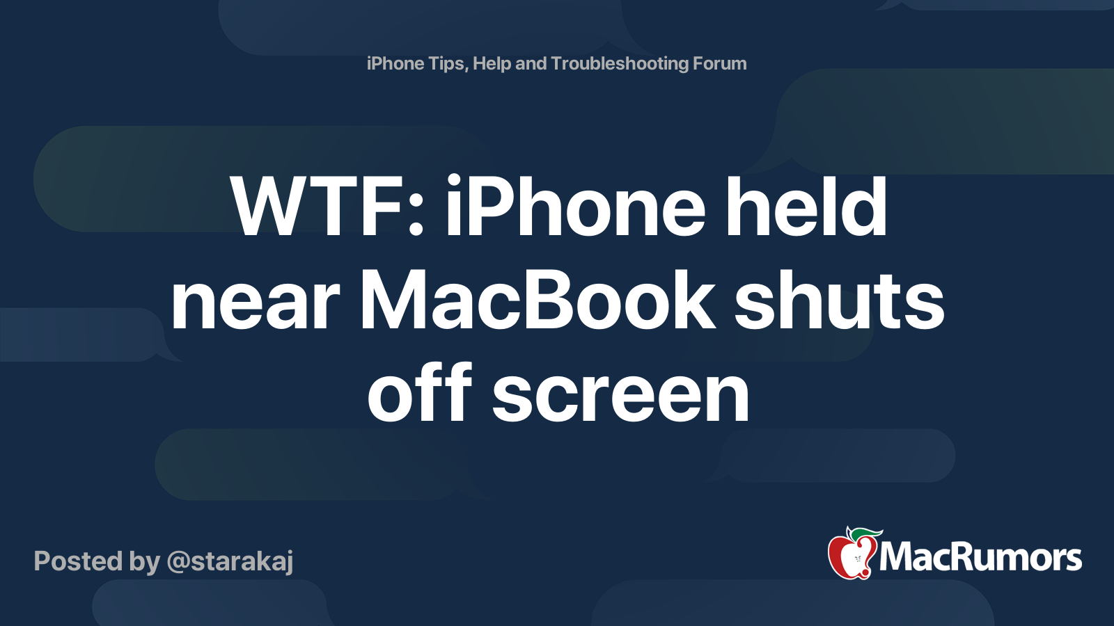 WTF: iPhone held near MacBook shuts off screen | MacRumors Forums