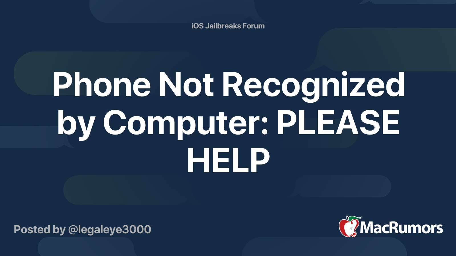 Phone not recognized by computer please help macrumors forums