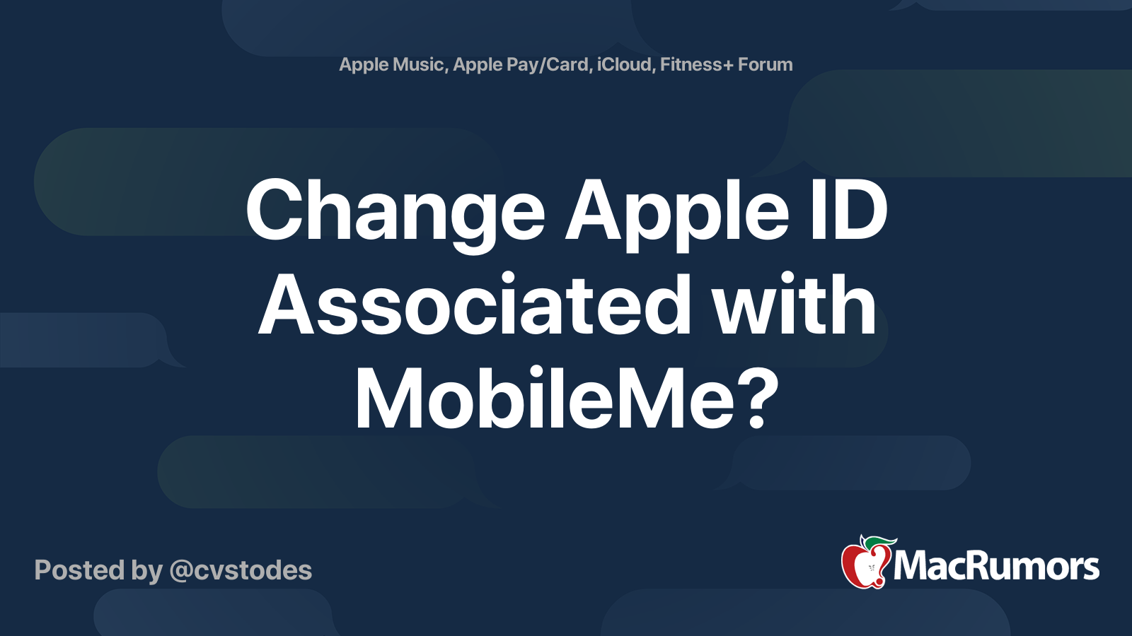 Change Apple ID Associated with MobileMe? | MacRumors Forums