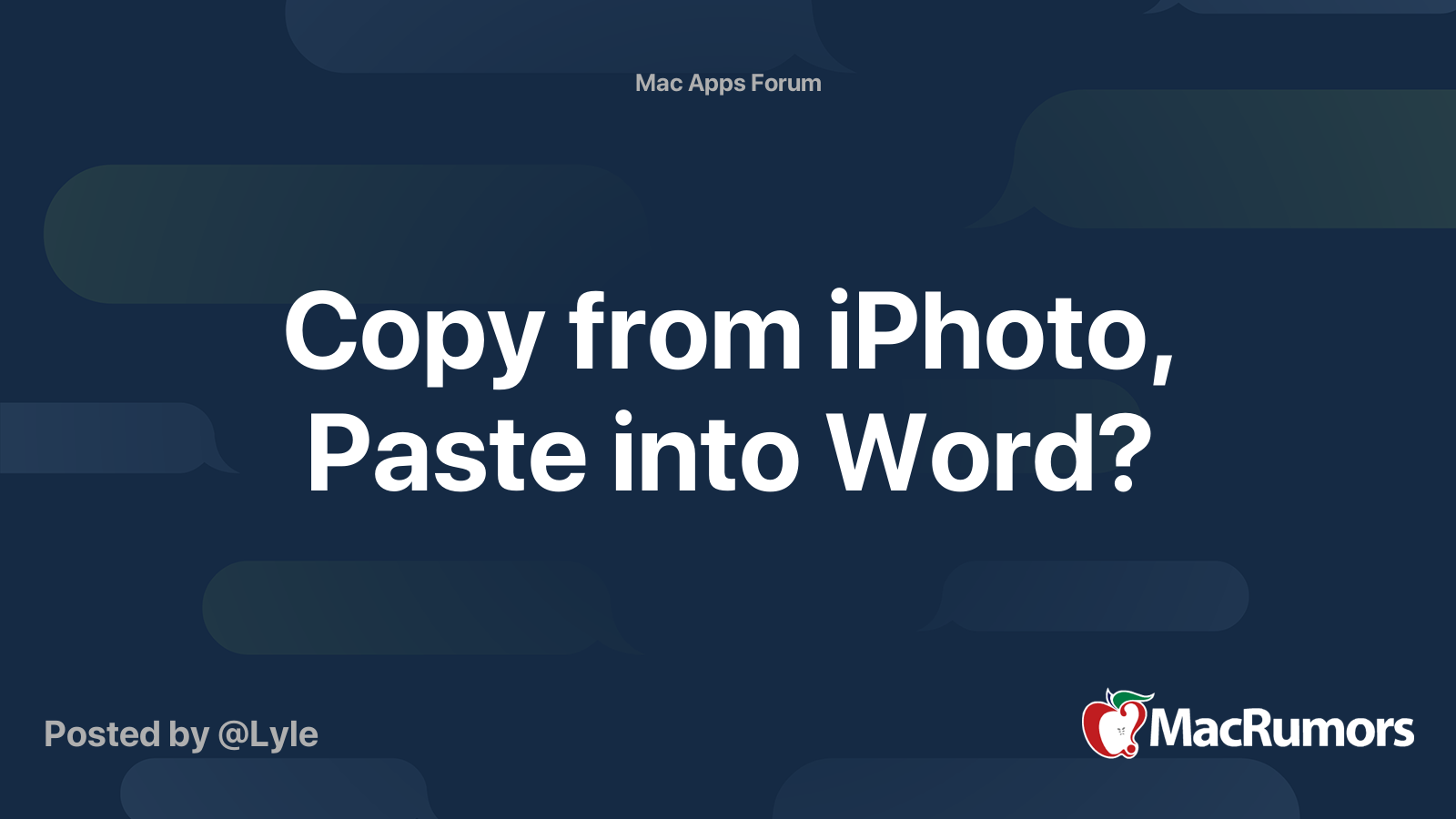 Copy from iPhoto, Paste into Word? MacRumors Forums