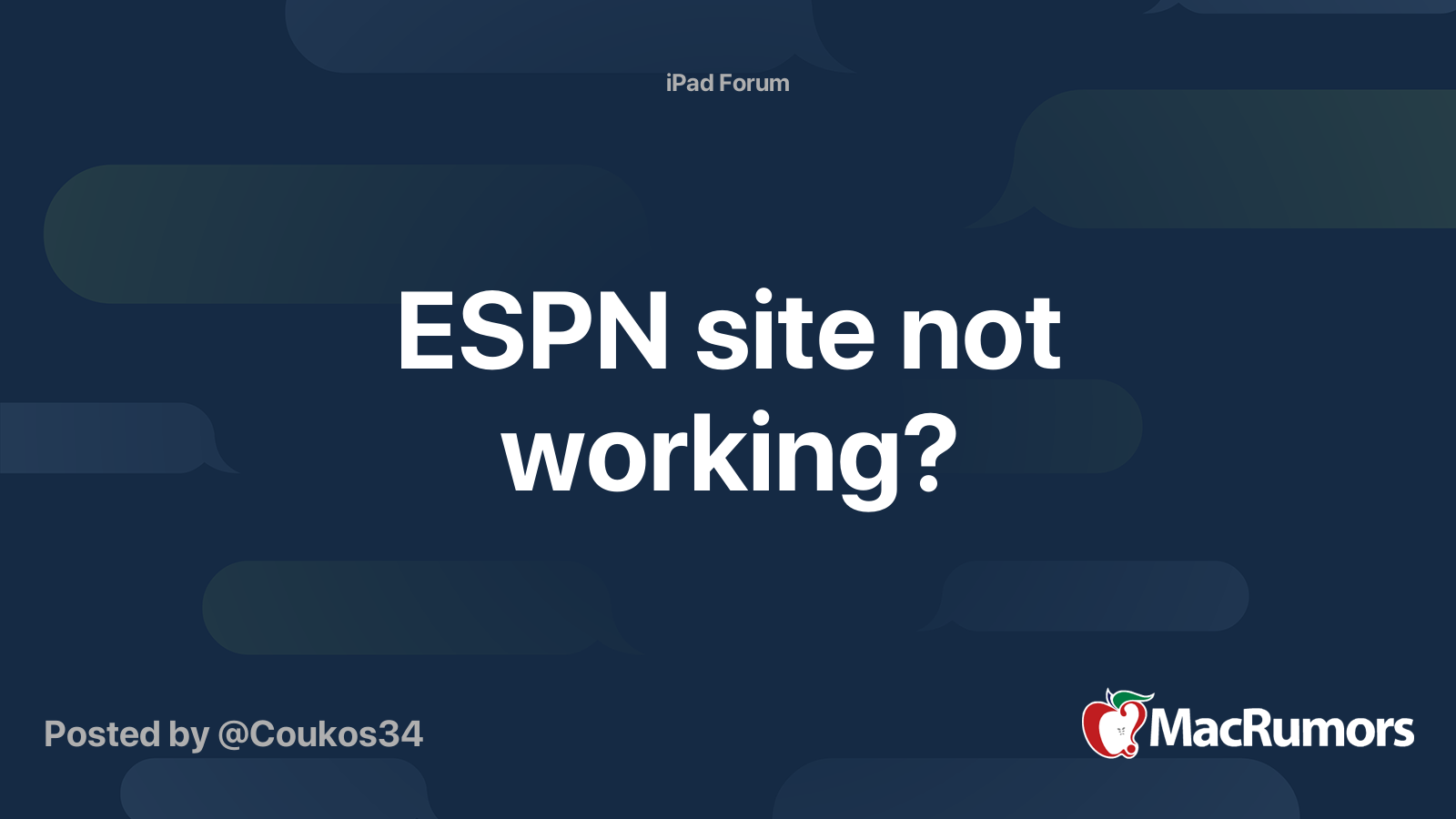 ESPN site not working? MacRumors Forums
