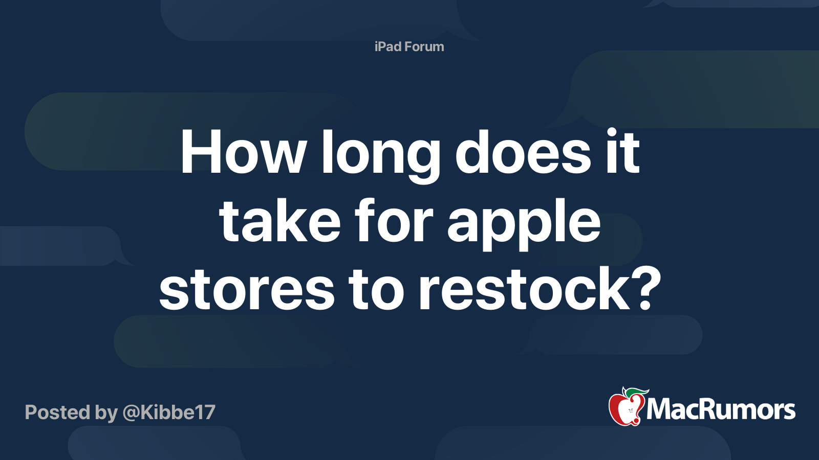 How long does it take for apple stores to restock? MacRumors Forums