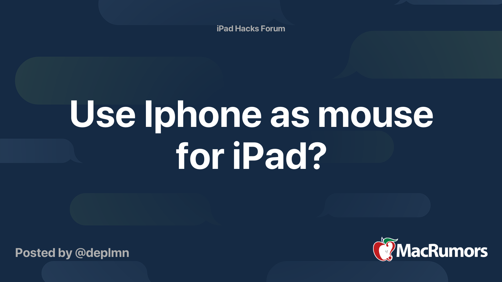 Use Iphone as mouse for iPad? MacRumors Forums