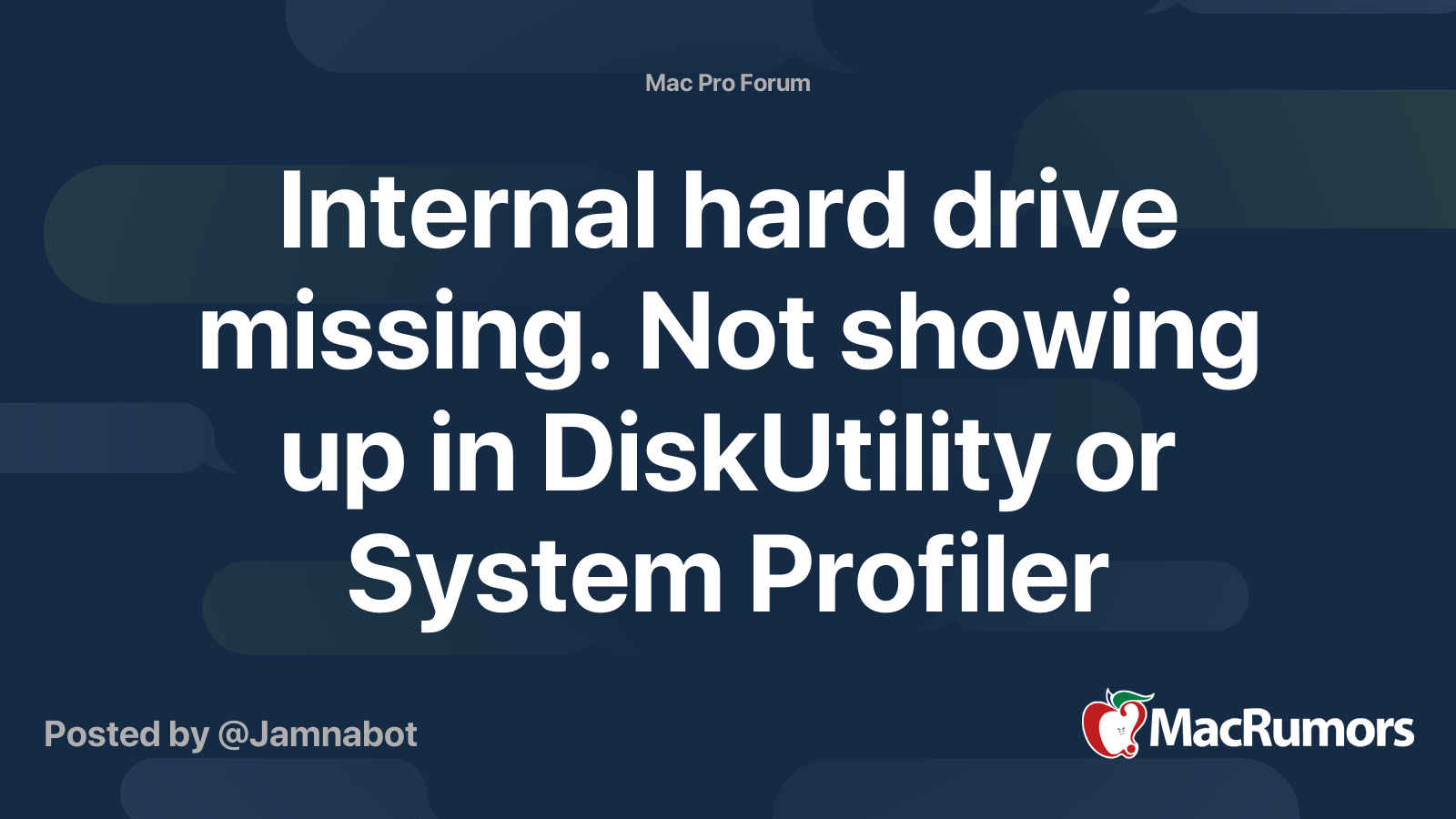 Internal hard drive missing. Not showing up in DiskUtility or System