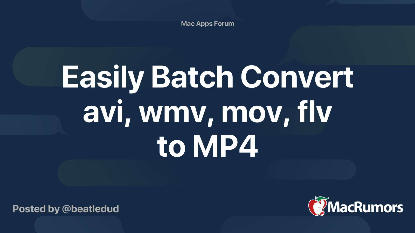 Easily Batch Convert Avi Wmv Mov Flv To Mp4 Macrumors Forums