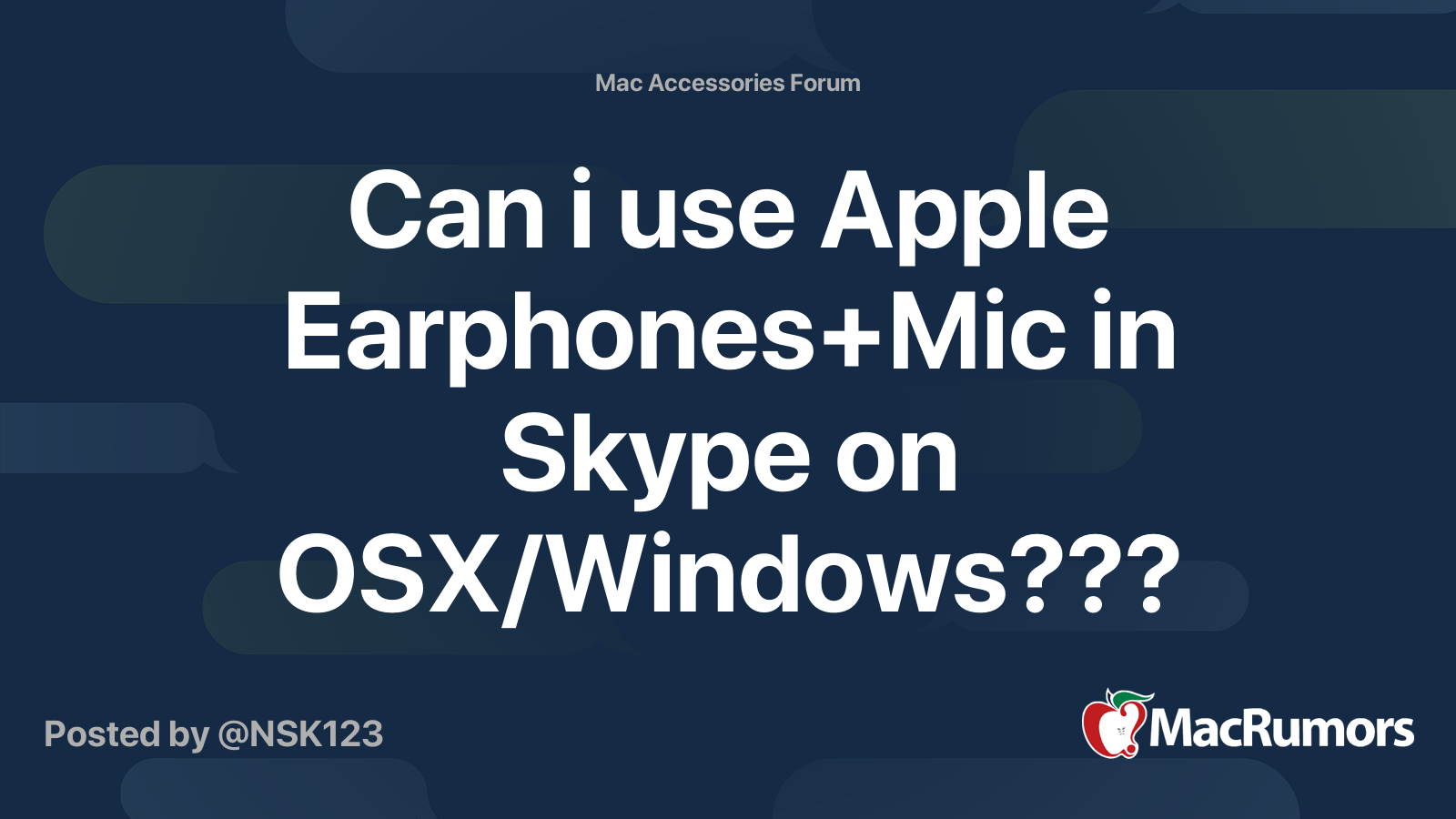 Can i use Apple Earphones+Mic in Skype on OSX/Windows??? MacRumors Forums