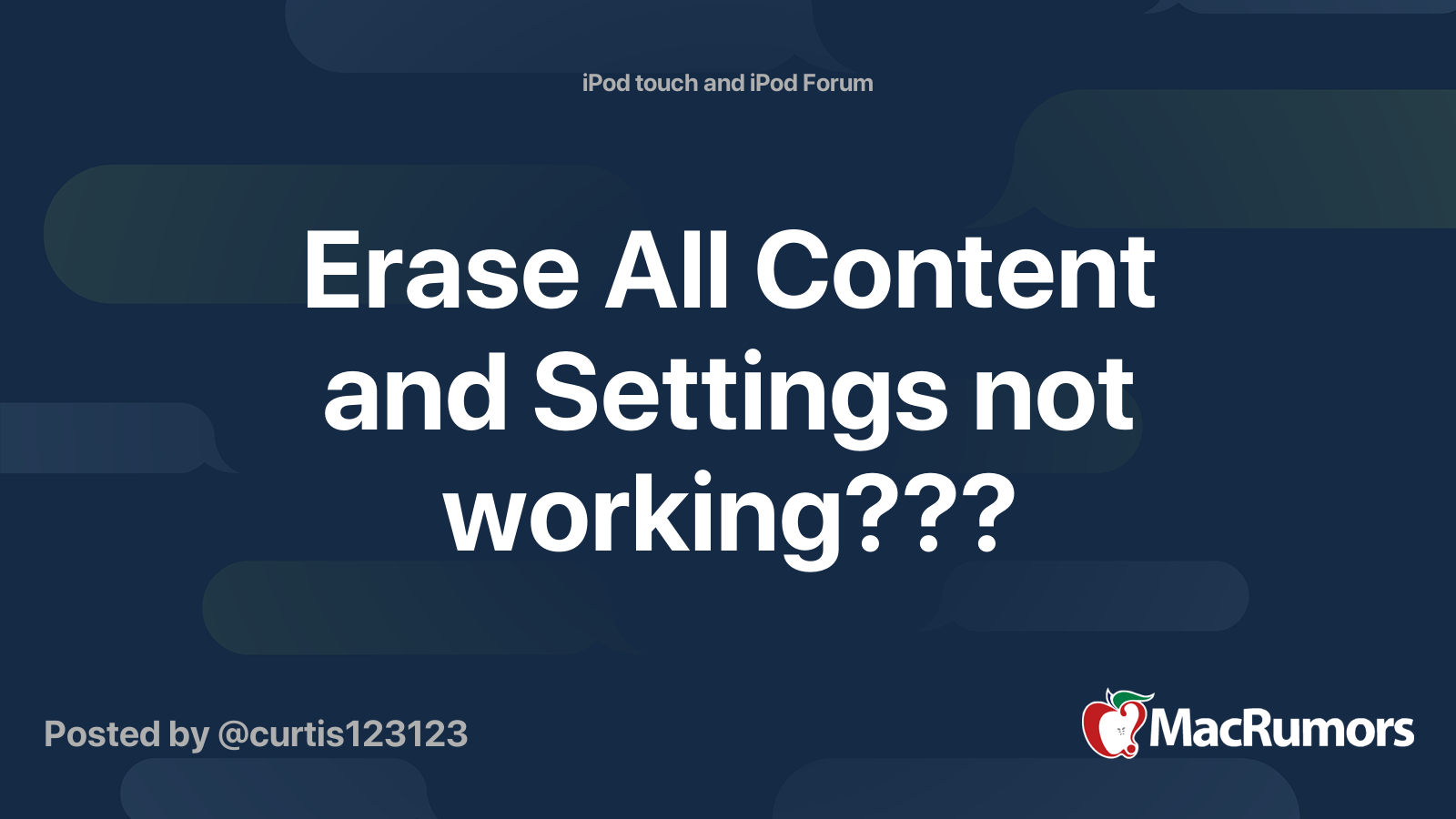 Erase All Content and Settings not working??? MacRumors Forums