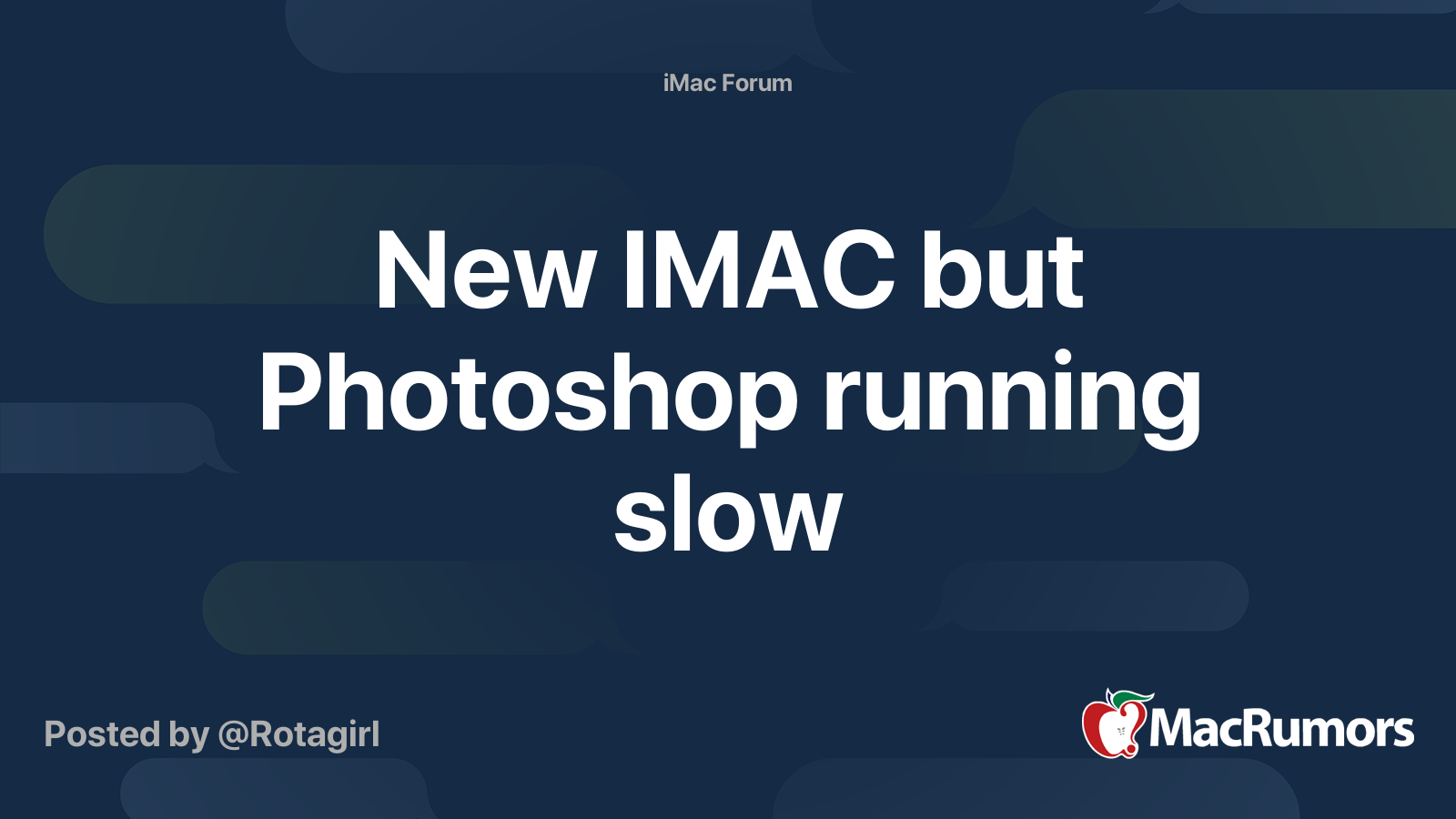 New IMAC but running slow MacRumors Forums