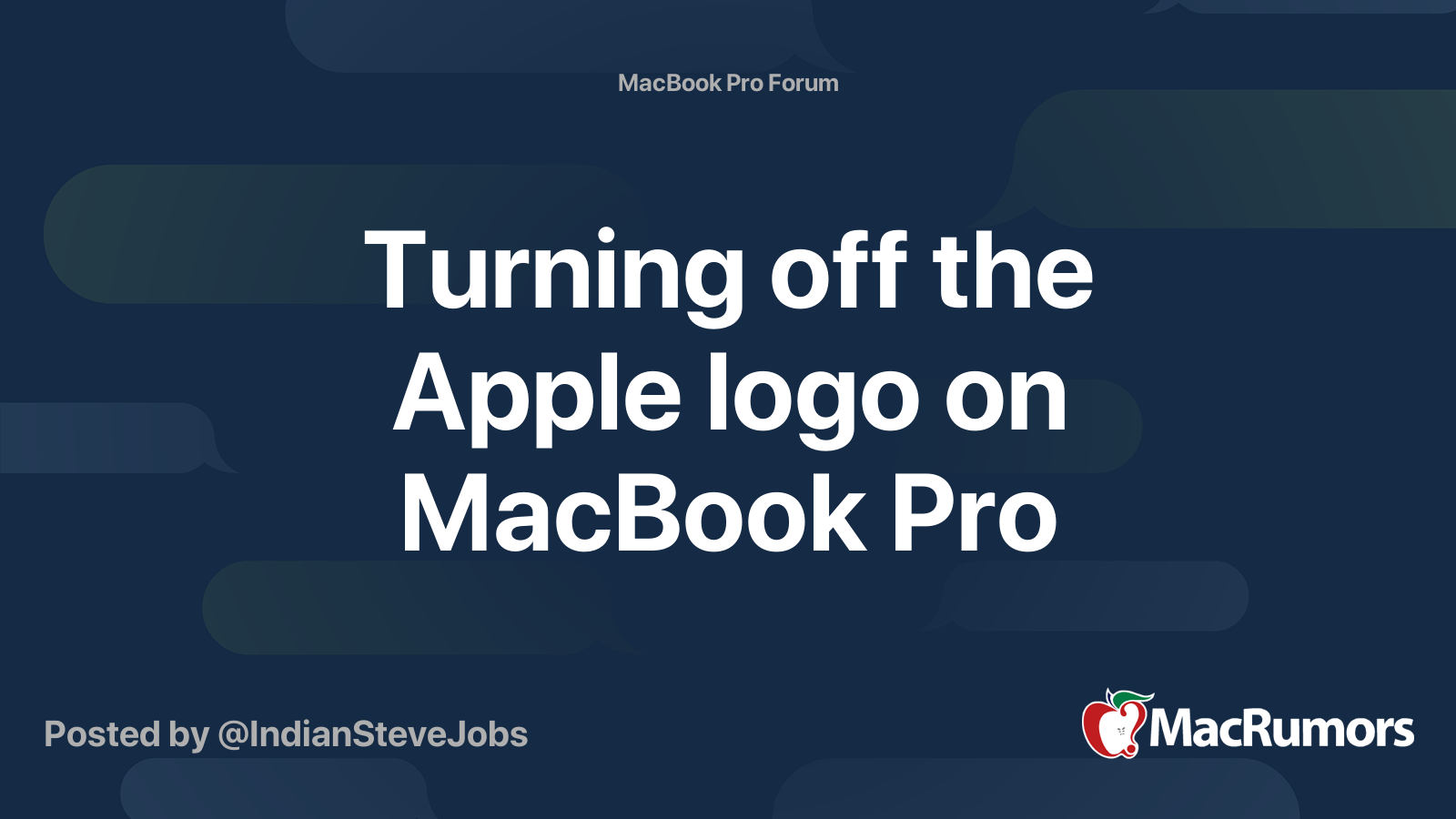 Turning off the Apple logo on MacBook Pro MacRumors Forums